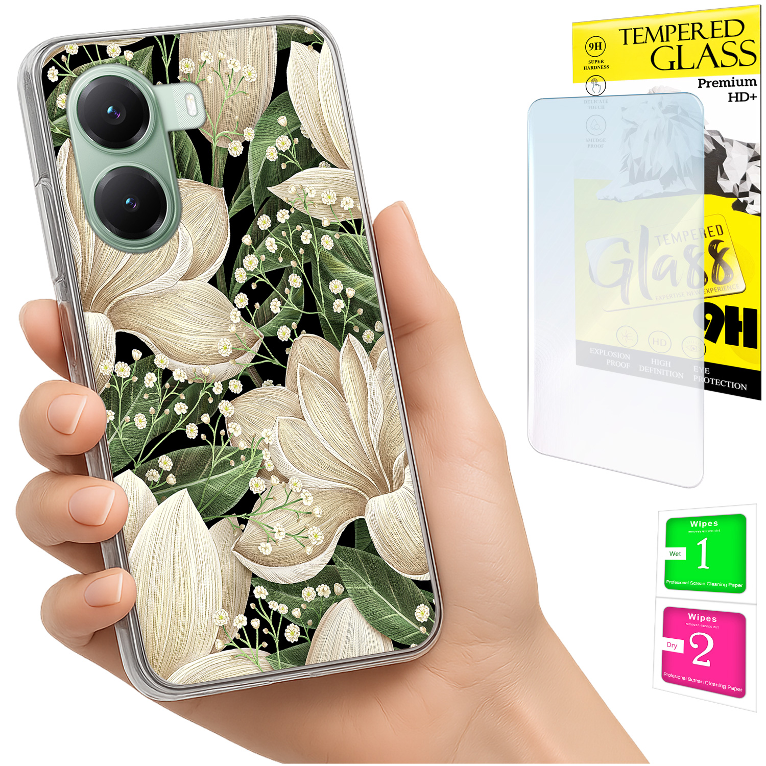 Schutzhülle Für Xiaomi Poco X7 Pro 5g Mit Fotomotiv, Rückseite Mit Blumenmuster + 9h-glas