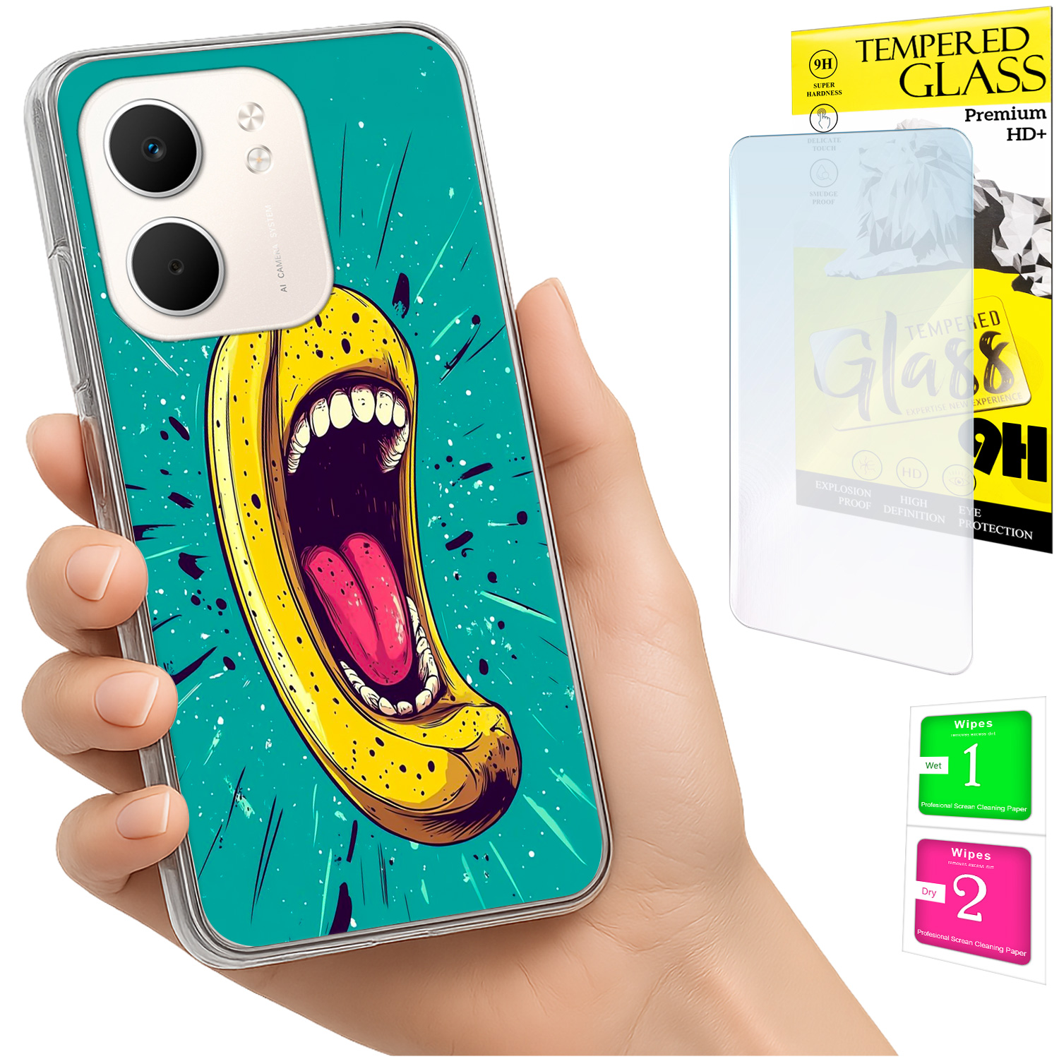 Schutzhülle Für Oppo A5x: Fotohülle Mit Bananenmotiv Und 9h-glas