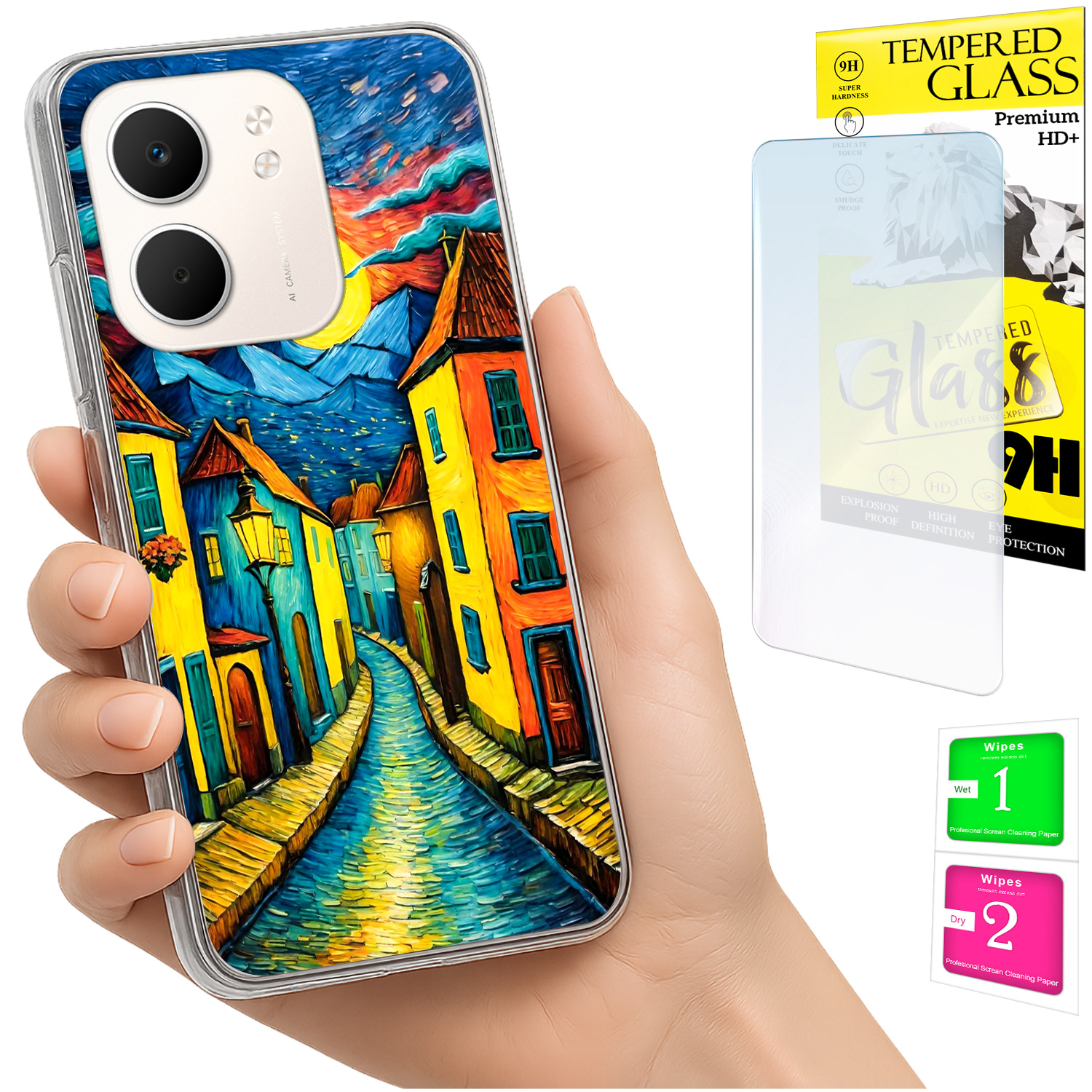 Schutzhülle Für Oppo A5x Mit Foto-rückseite Und 9h-glas
