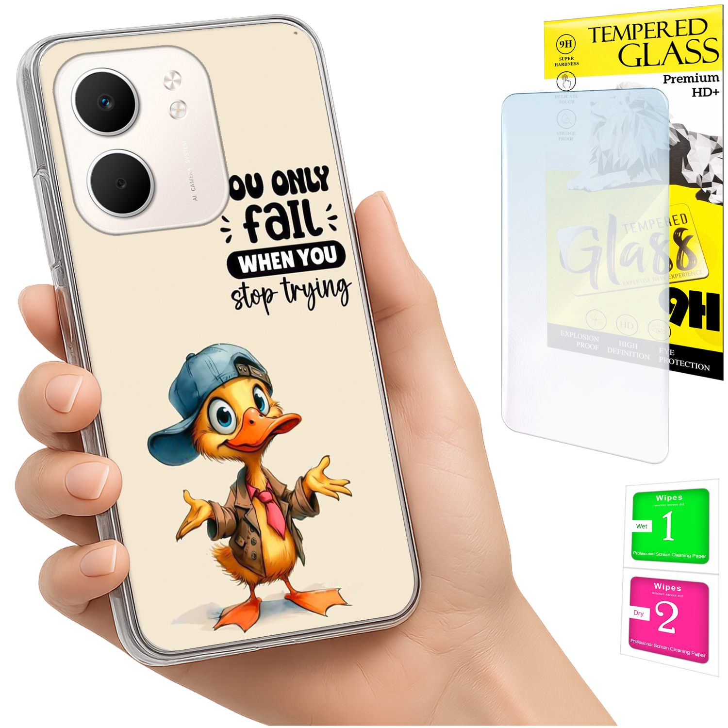 Schutzhülle Für Oppo A5x: Foto-rückseite Mit Duck-design + 9h-glas