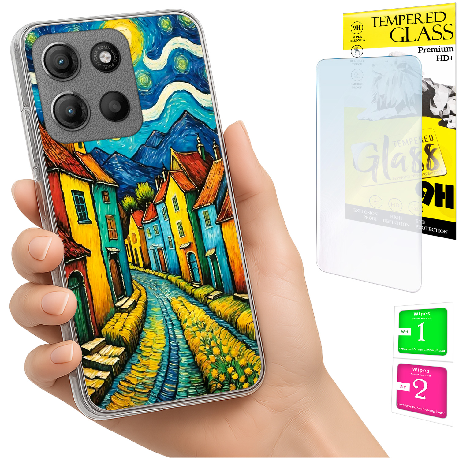 Schutzhülle Für Motorola Moto G15, Rückseite Mit Fotomotiv Und Glas
