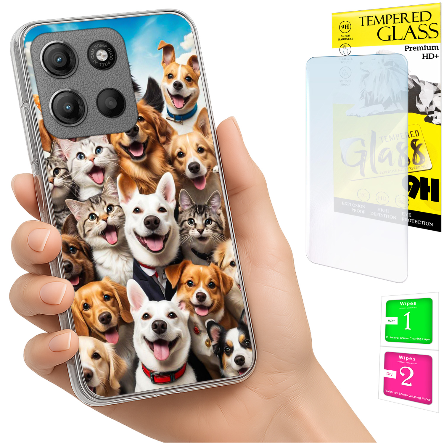 Schutzhülle Für Motorola Moto G15: Foto-rückseite Mit Hundemotiv Und Glas