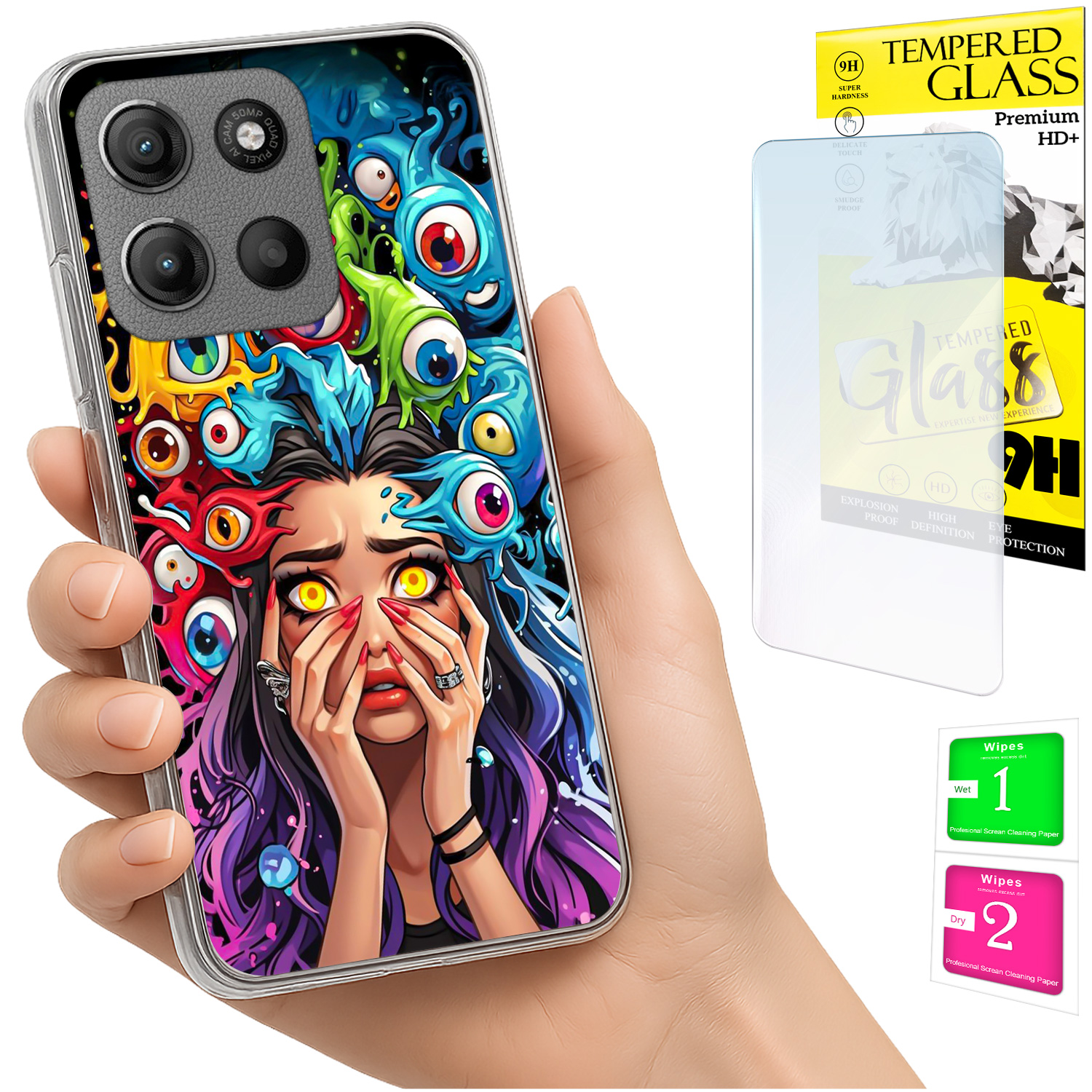Schutzhülle Für Motorola Moto G15: Rückseite Mit Foto- Und Glasmotiven
