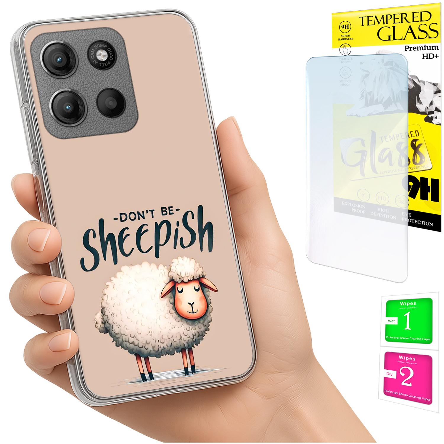 Schutzhülle Für Motorola Moto G15: Foto-rückseite Mit Schafmotiv Und Glas