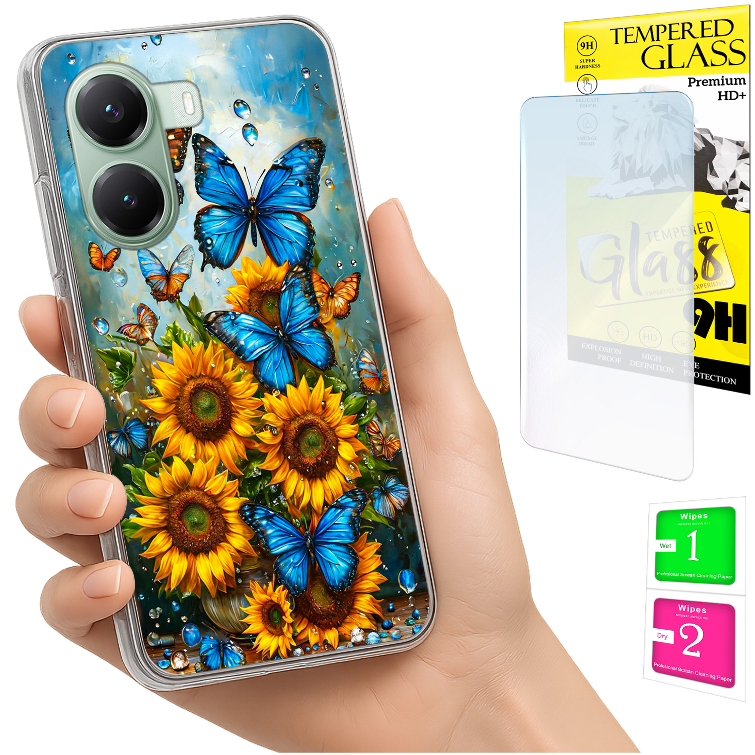 Schutzhülle Für Xiaomi Poco X7 Pro 5g Mit Foto-rückseite, Schmetterlingsmotiv + 9h-glas