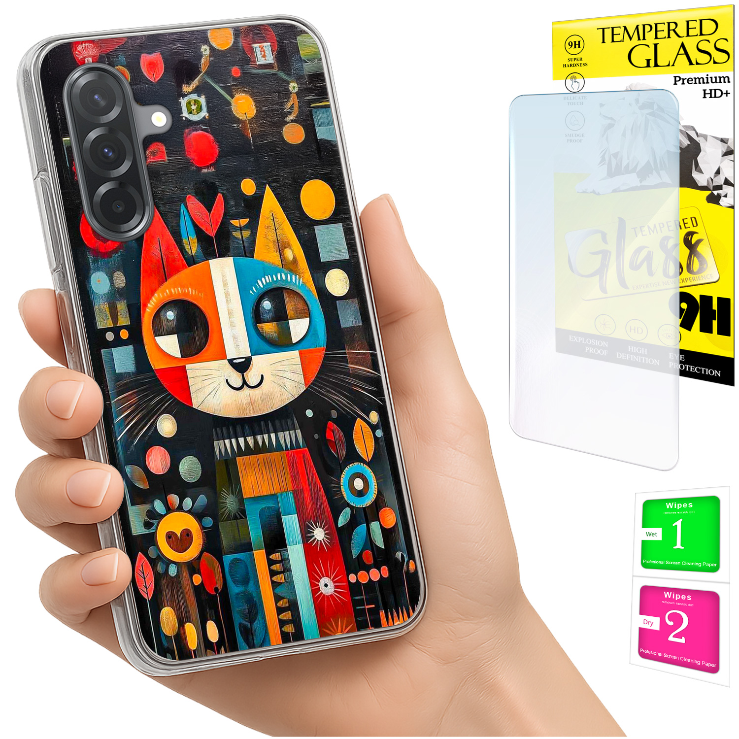 Schutzhülle Für Samsung Galaxy A36 / A56, Rückseite Aus Katzenglas, 9h