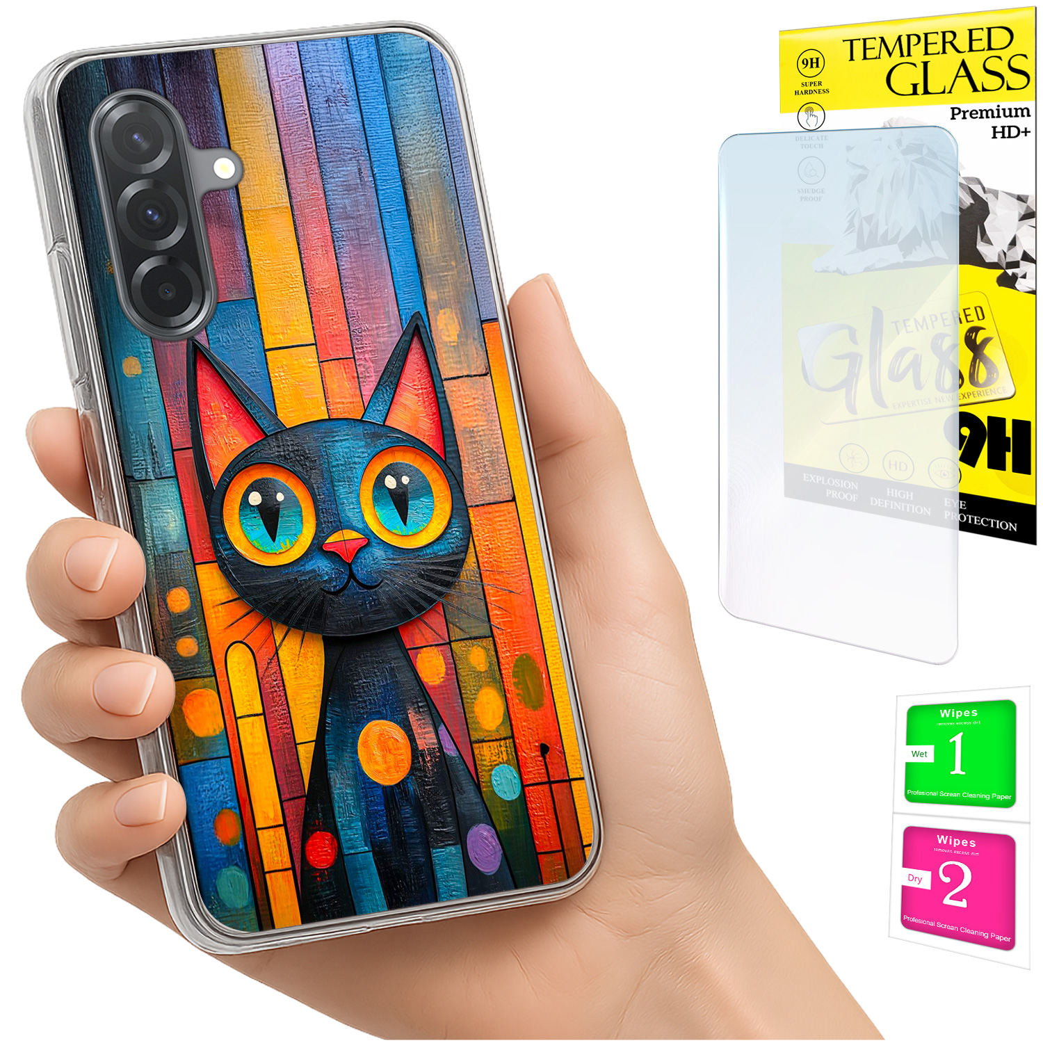 Schutzhülle Für Samsung Galaxy A36 / A56, Rückseite Mit Katzenmotiv, 9h-glas