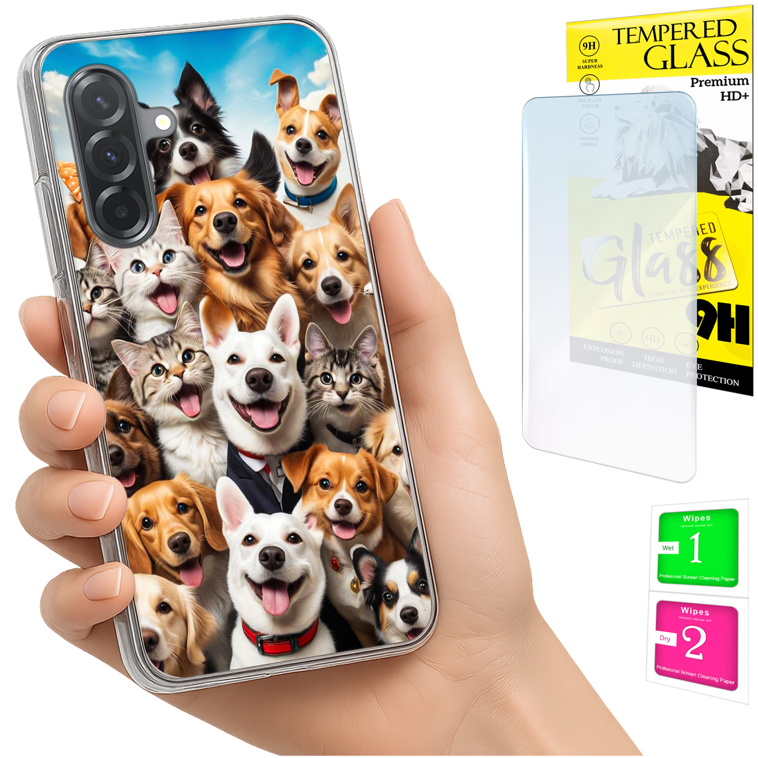 Schutzhülle Für Samsung Galaxy A36 / A56 Mit Hundemotiv, Rückseite Aus 9h-glas