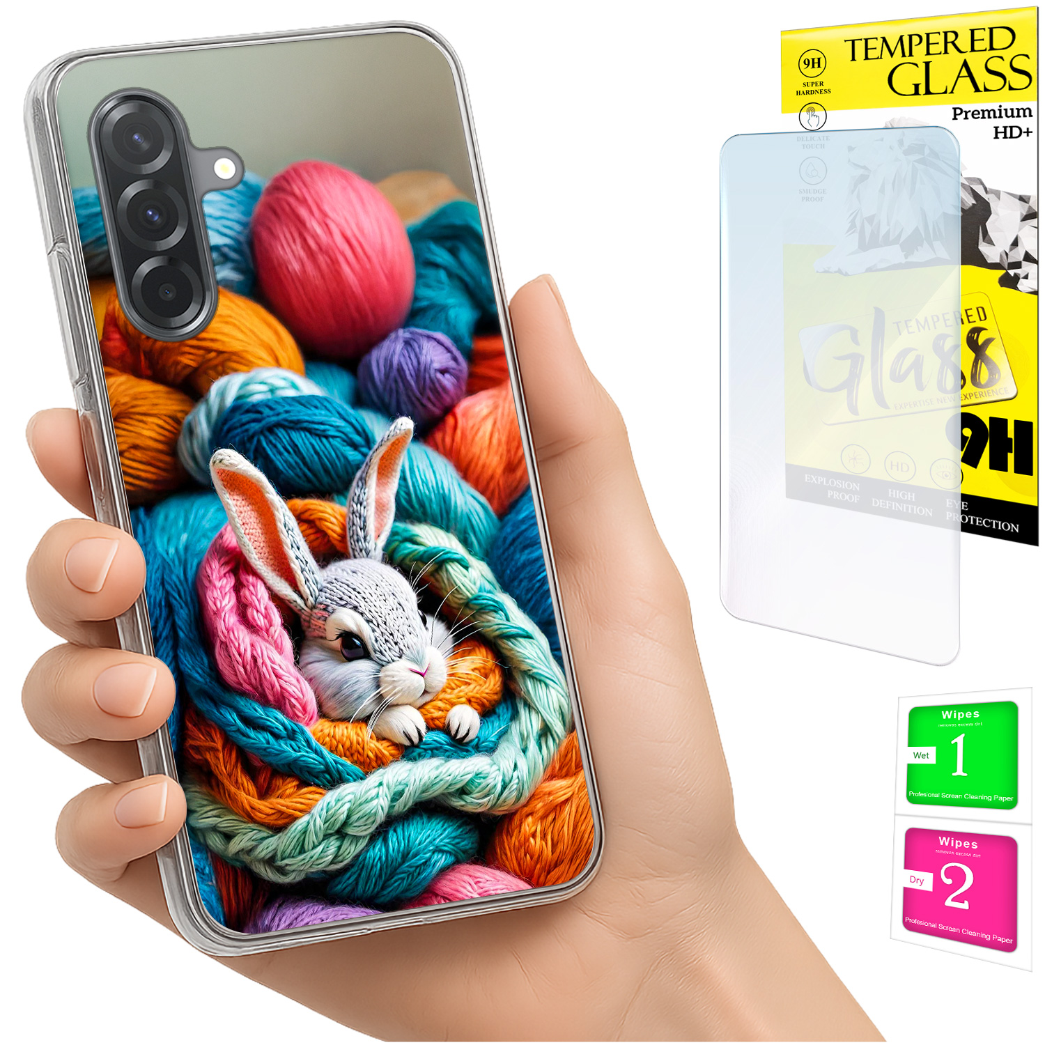 Schutzhülle Für Samsung Galaxy A36 / A56, Rückseite Mit Hasenmotiv, 9h-glas
