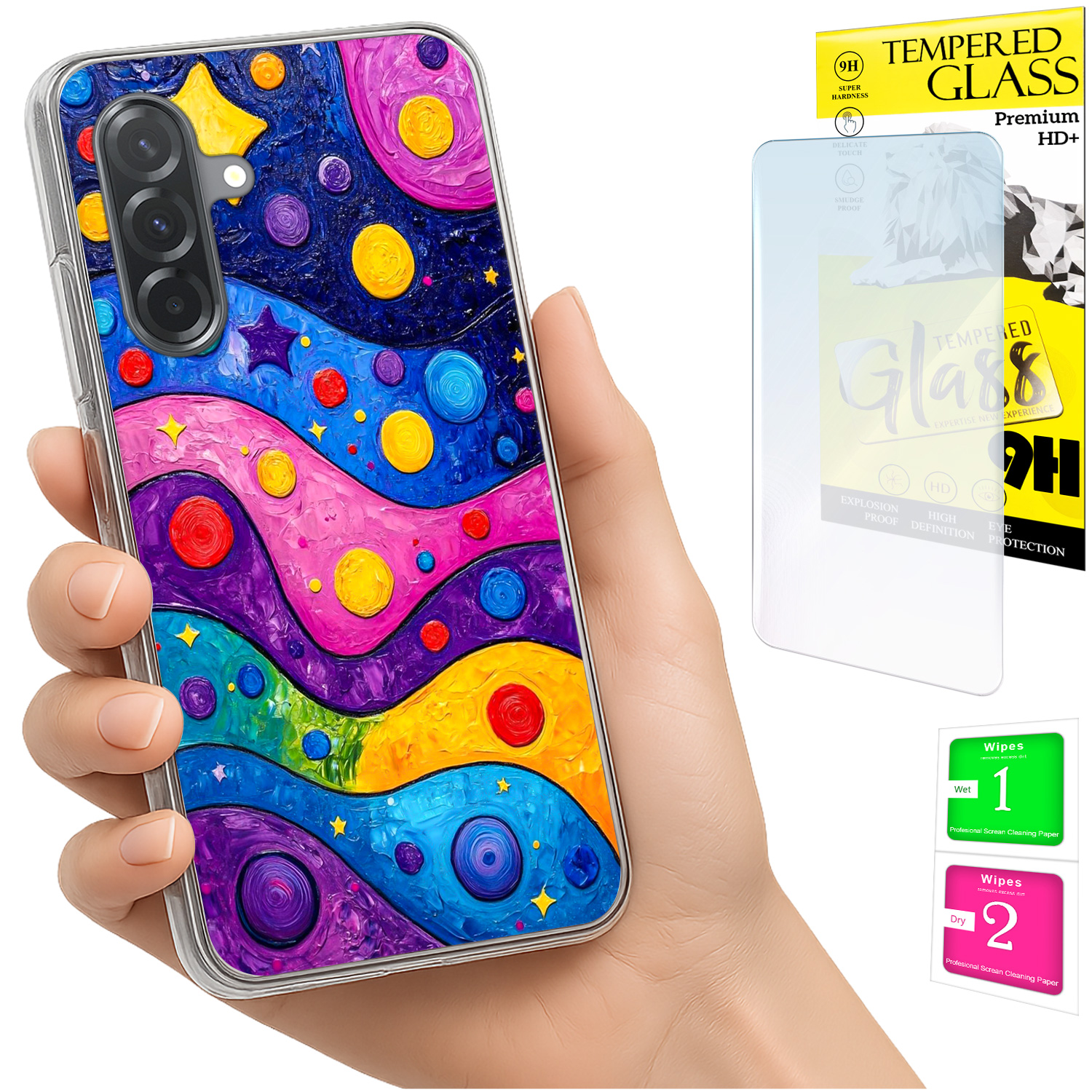 Schutzhülle Für Samsung Galaxy A36 / A56, Fotohülle, Rückseite, Wellenglas, 9h