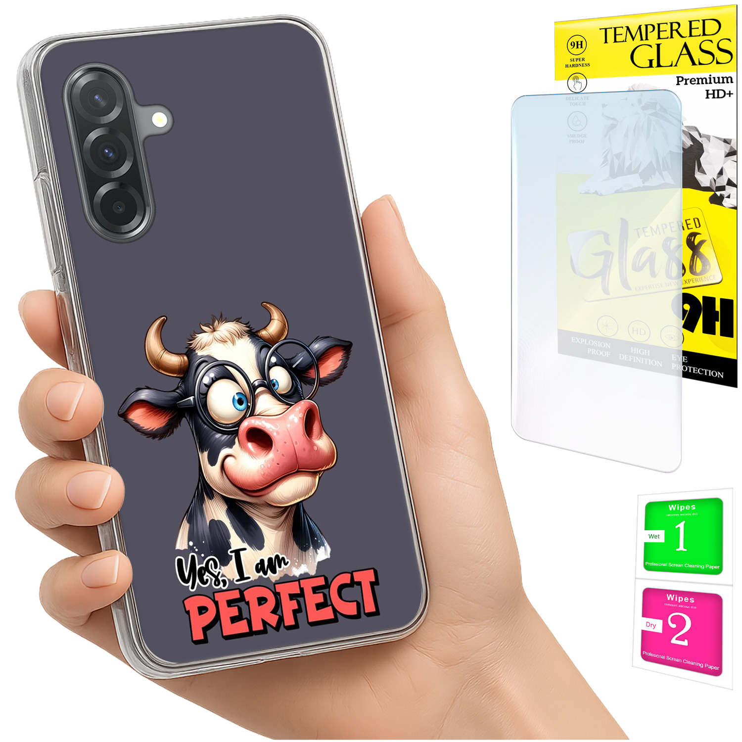 Schutzhülle Für Samsung Galaxy A36 / A56, Rückseite Mit Elefantenmotiv, 9h-glas