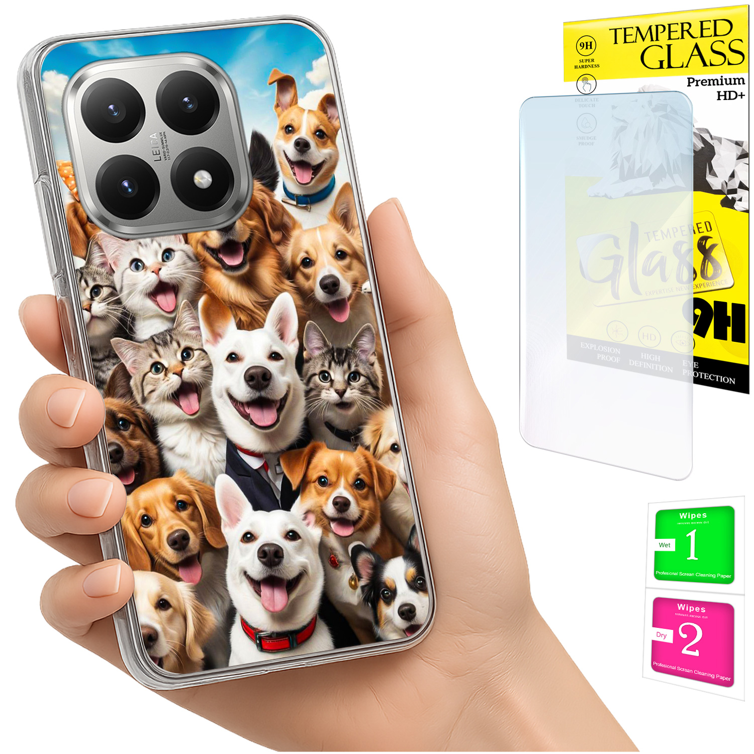 Schutzhülle Für Xiaomi 15t Mit Foto-rückseitengrafik (hunde) + 9h-glas