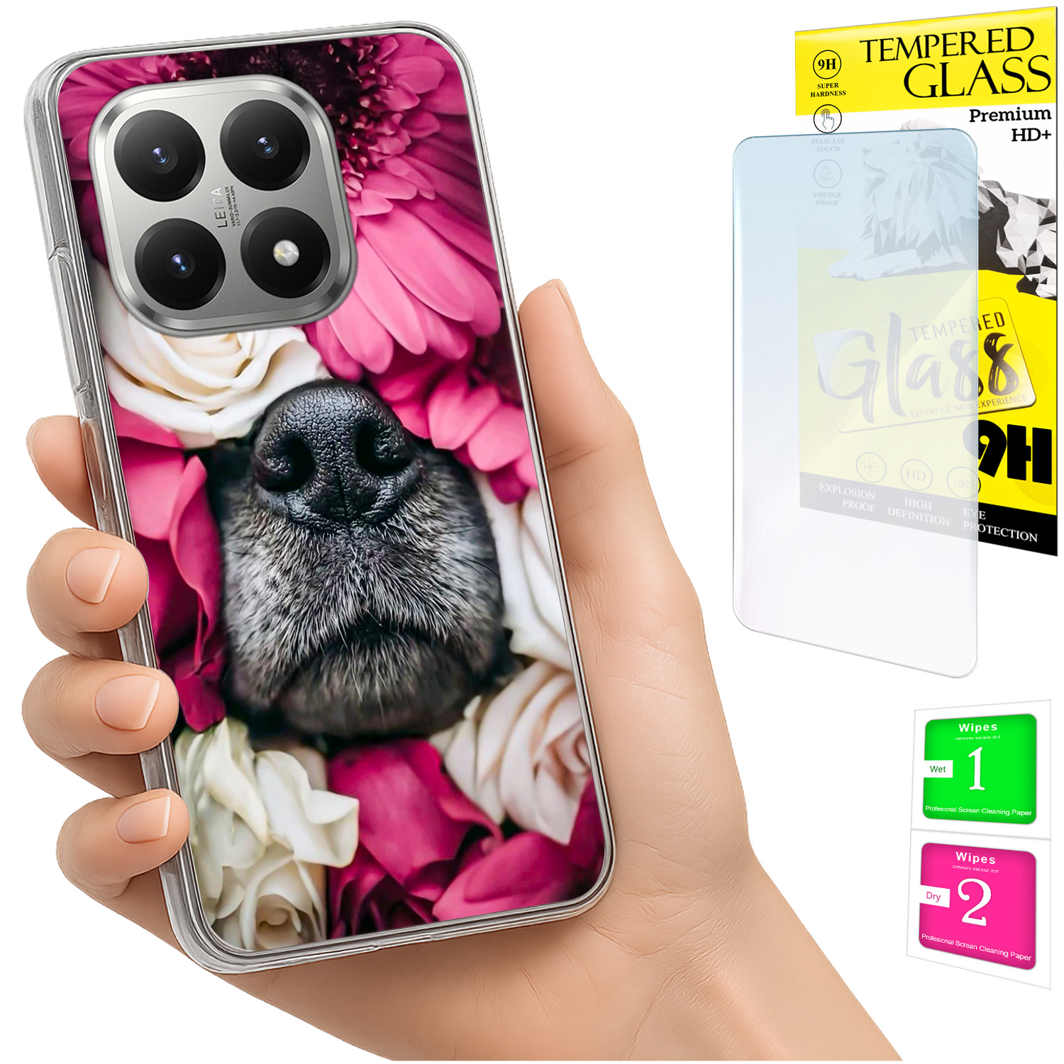 Schutzhülle Für Xiaomi 15t Mit Hundemotiv Auf Der Rückseite Und 9h-glas