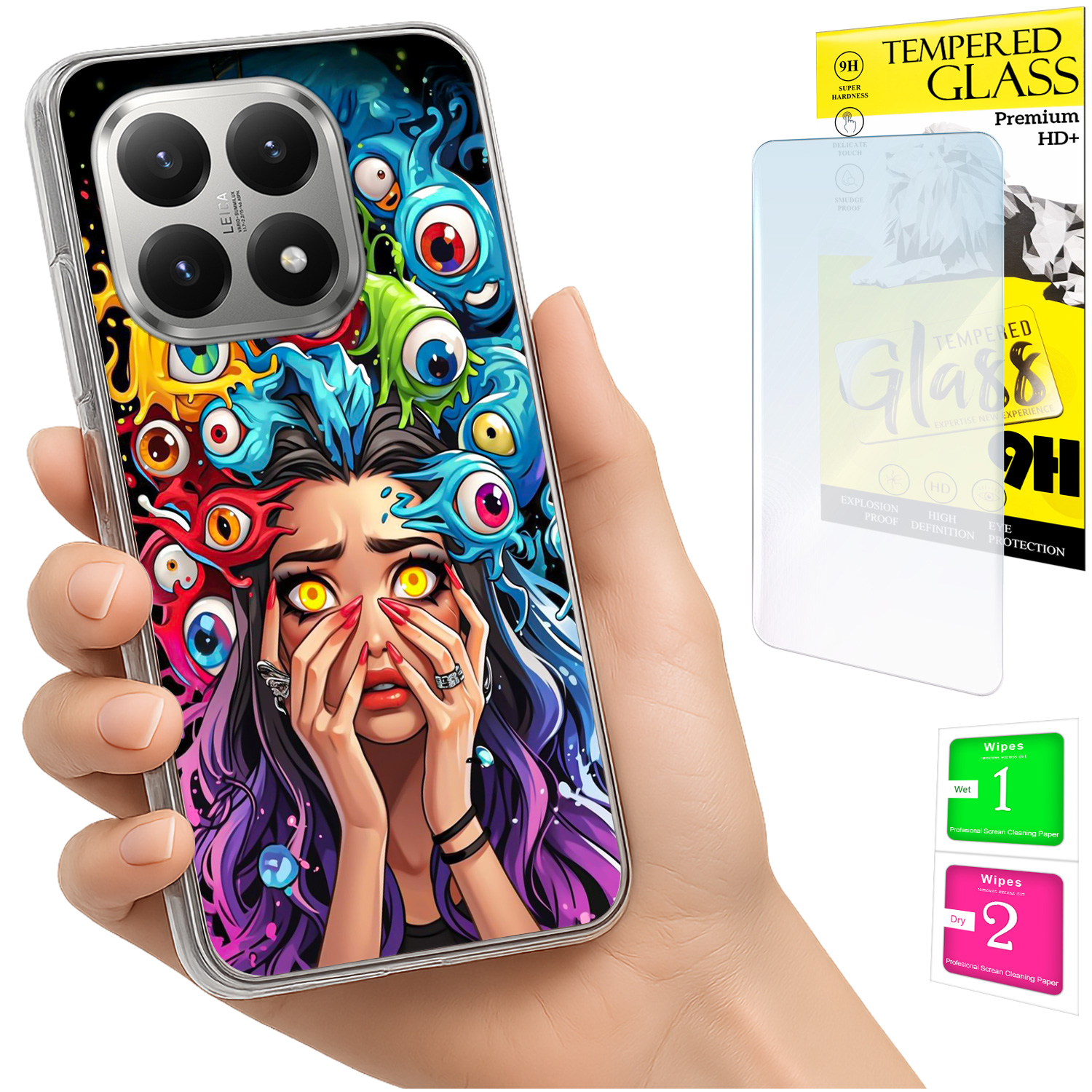 Schutzhülle Für Xiaomi 15t Mit Foto-rückseitengrafik „augen“ + 9h-glas