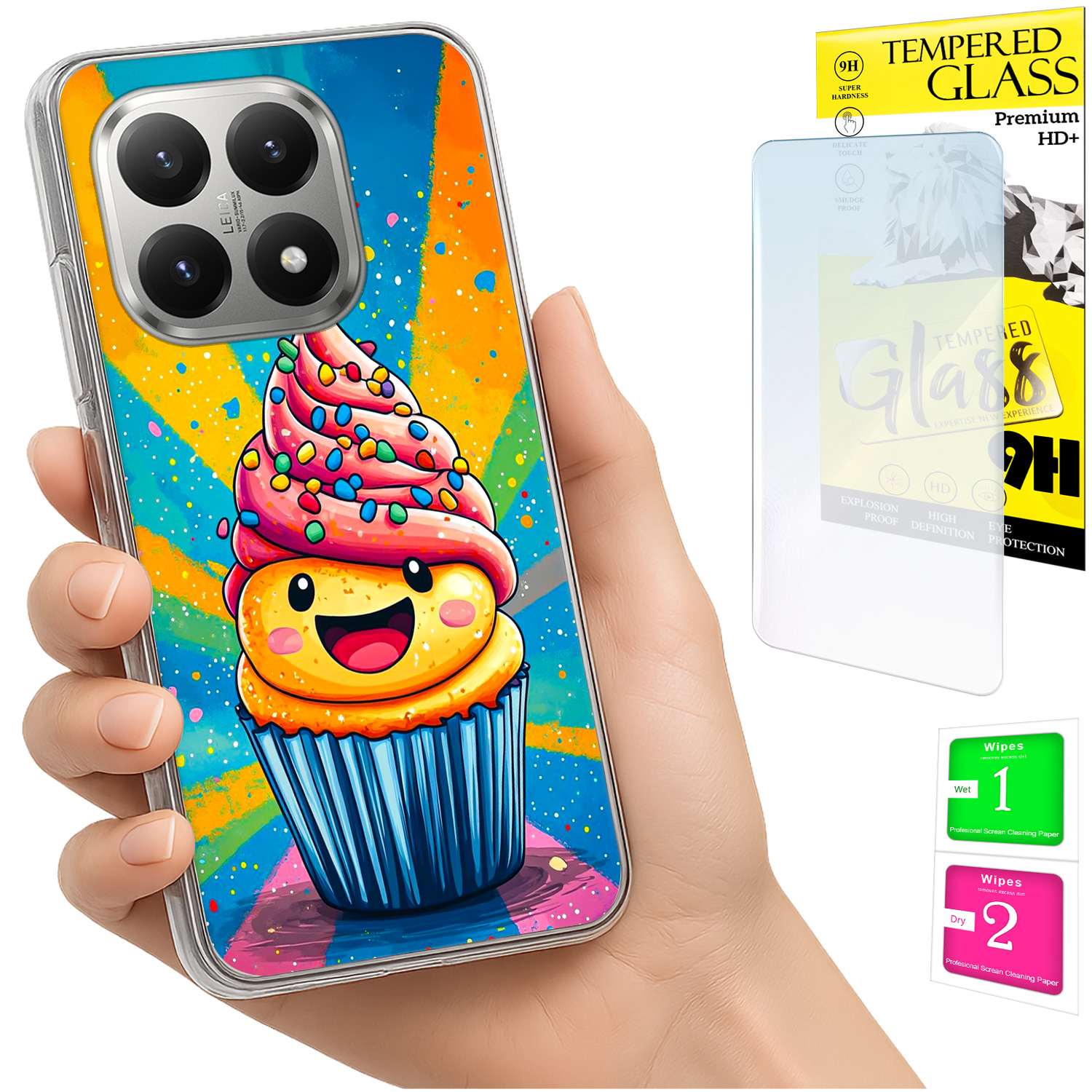 Schutzhülle Für Xiaomi 15t Mit Foto-rückseite, Grafik Im Kuchen-design + 9h-glas