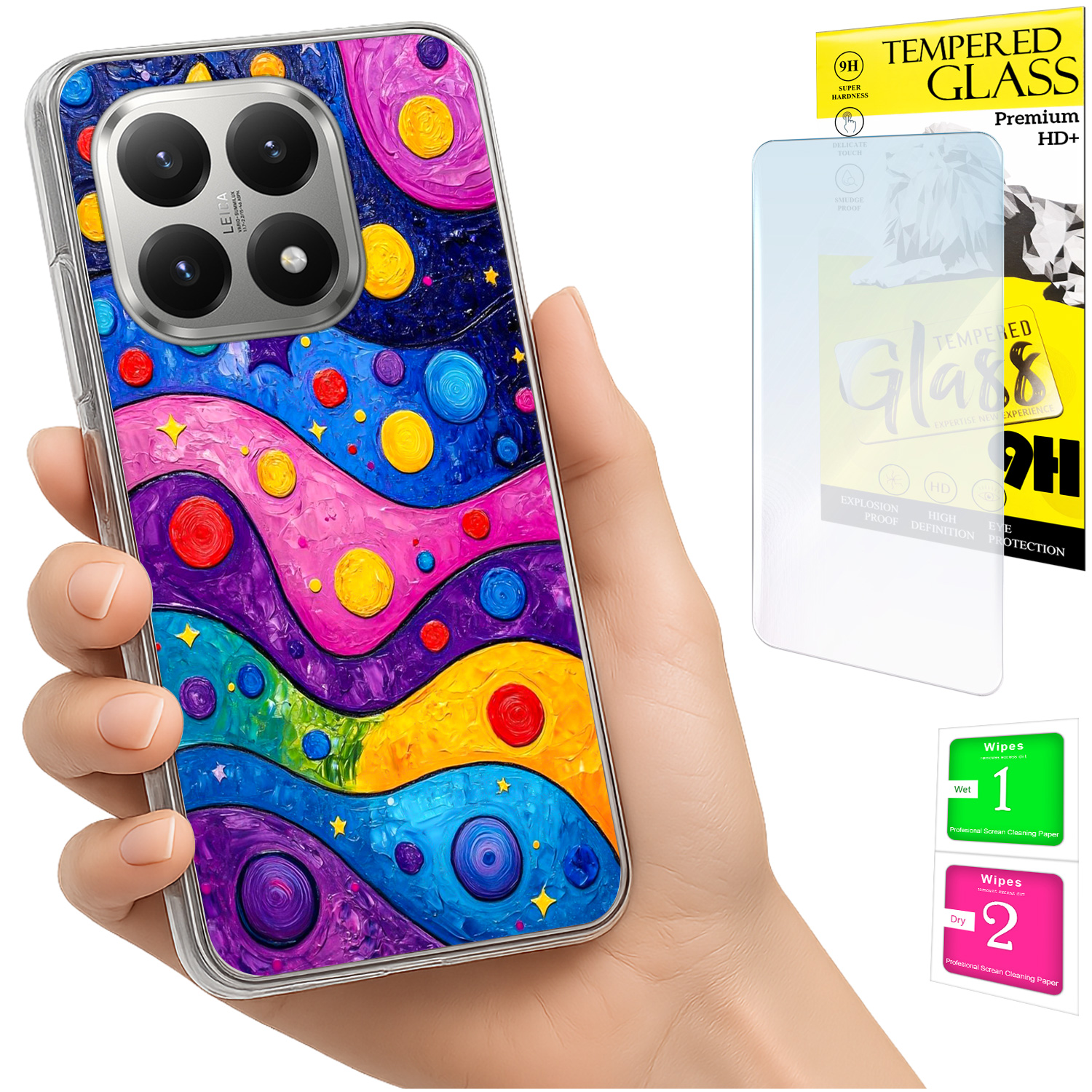 Schutzhülle Für Xiaomi 15t Mit Foto-rückseite, Wellenmuster Und 9h-glas