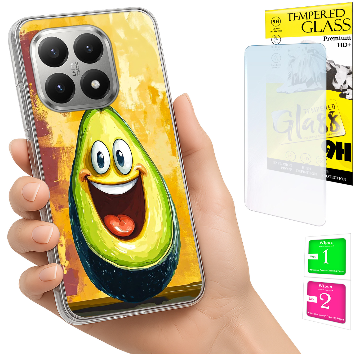 Schutzhülle Für Xiaomi 15t Mit Foto-rückseite, Avocado-grafik + 9h-glas