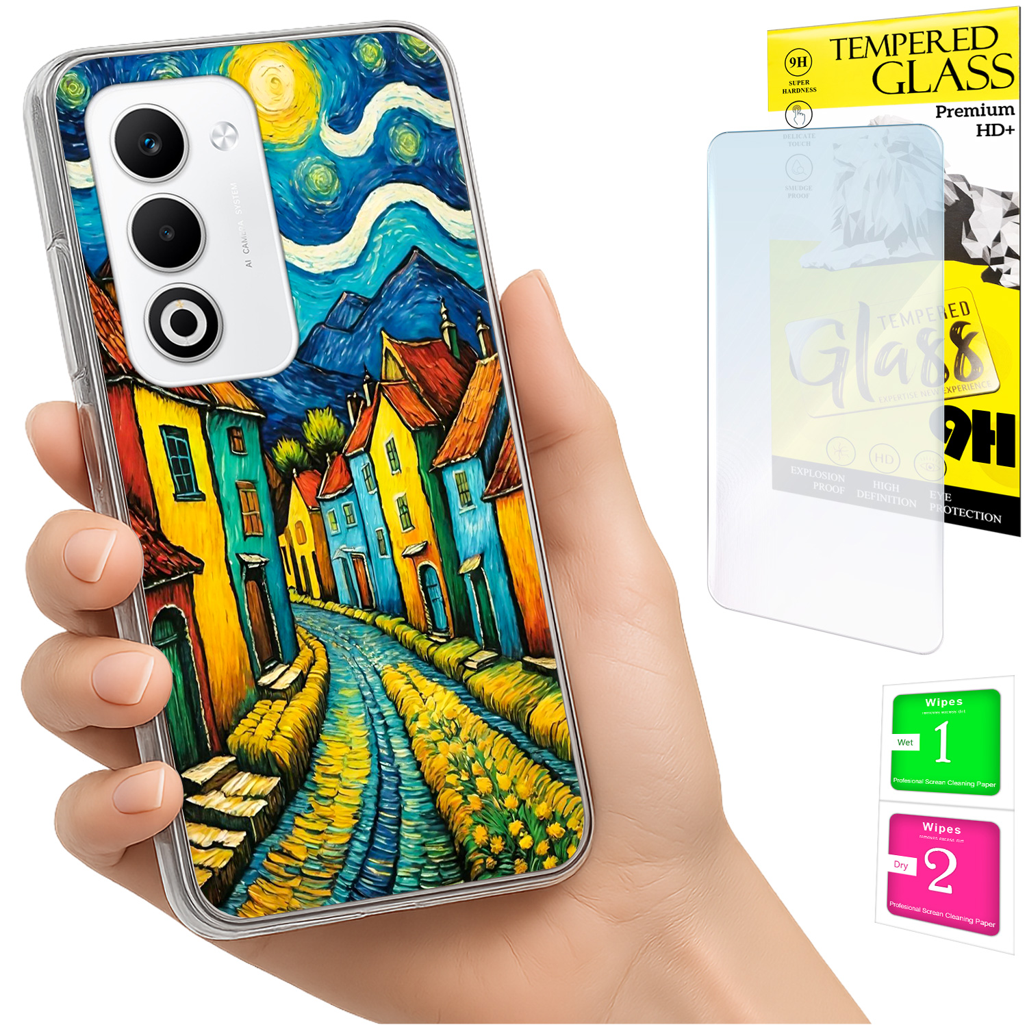 Schutzhülle Für Oppo A5 5g: Foto-rückseite Mit Grafikdesign (art) + 9h-glas