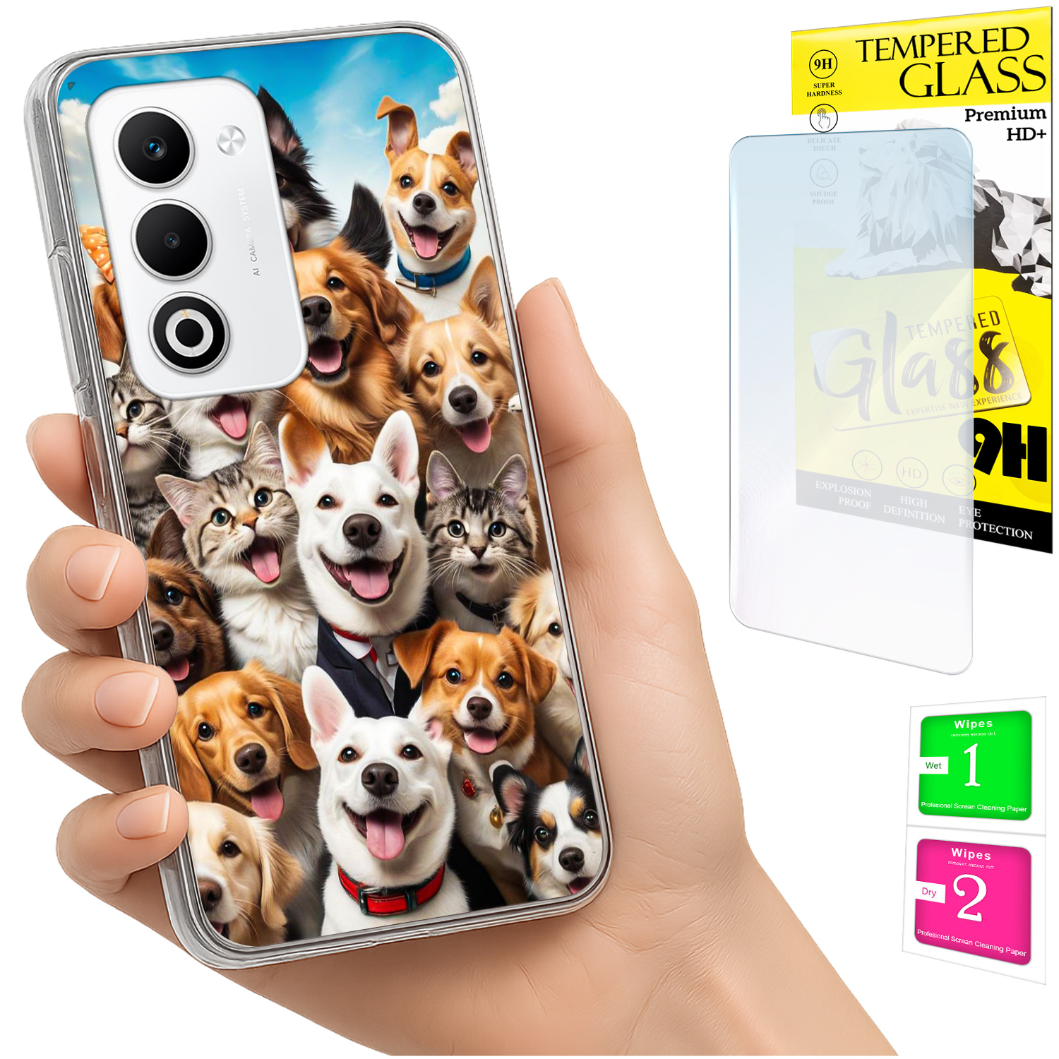 Schutzhülle Für Oppo A5 5g Mit Foto-rückseite, Hundemotiv + 9h-glas
