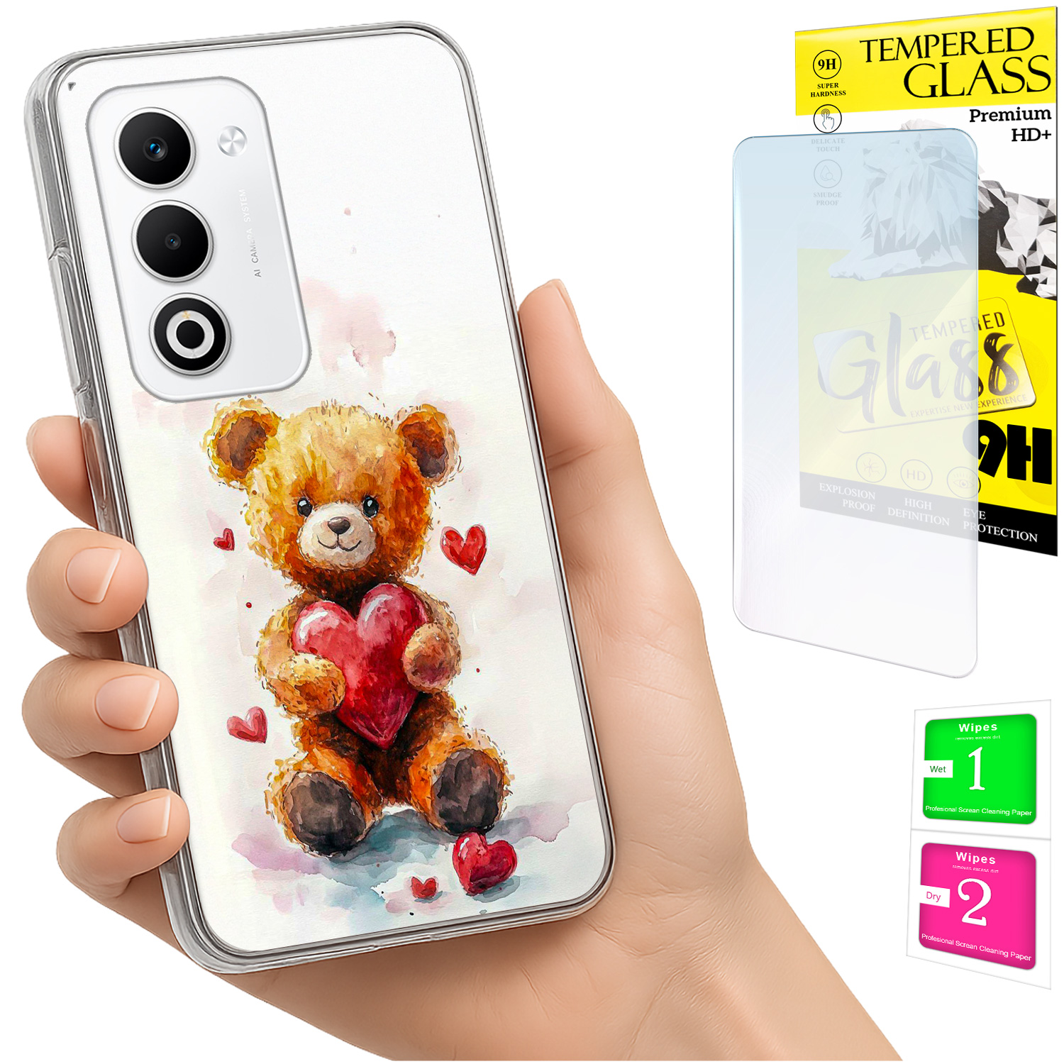 Schutzhülle Für Oppo A5 5g Mit Foto-rückseite, Teddybär-motiv + 9h-glas