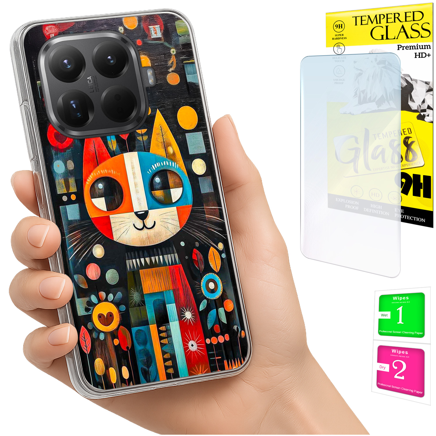 Schutzhülle Für Xiaomi 15t Pro Mit Foto-rückseite, Grafik-katzenmotiv + 9h-glas