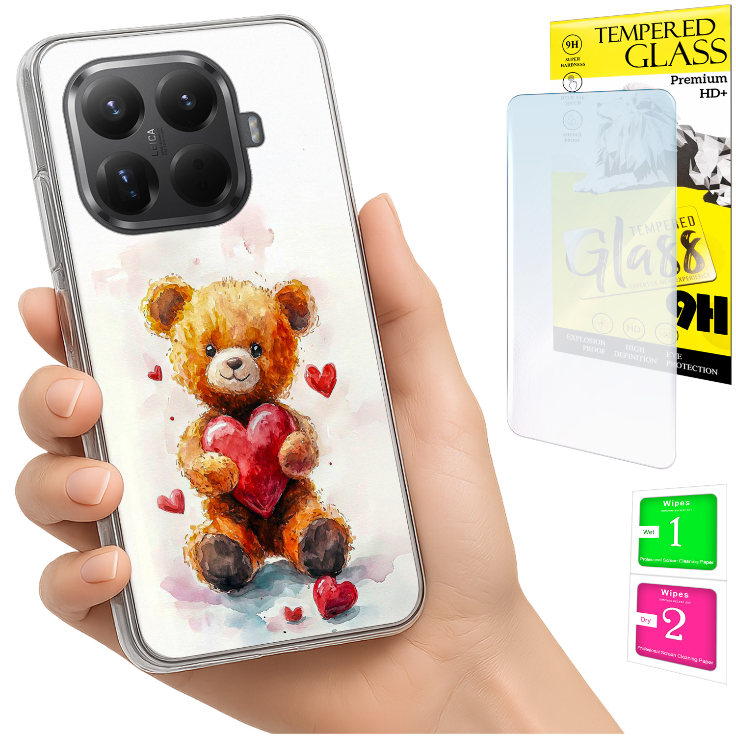 Schutzhülle Für Xiaomi 15t Pro Mit Fotomotiv Auf Der Rückseite: Teddybär + 9h-glas