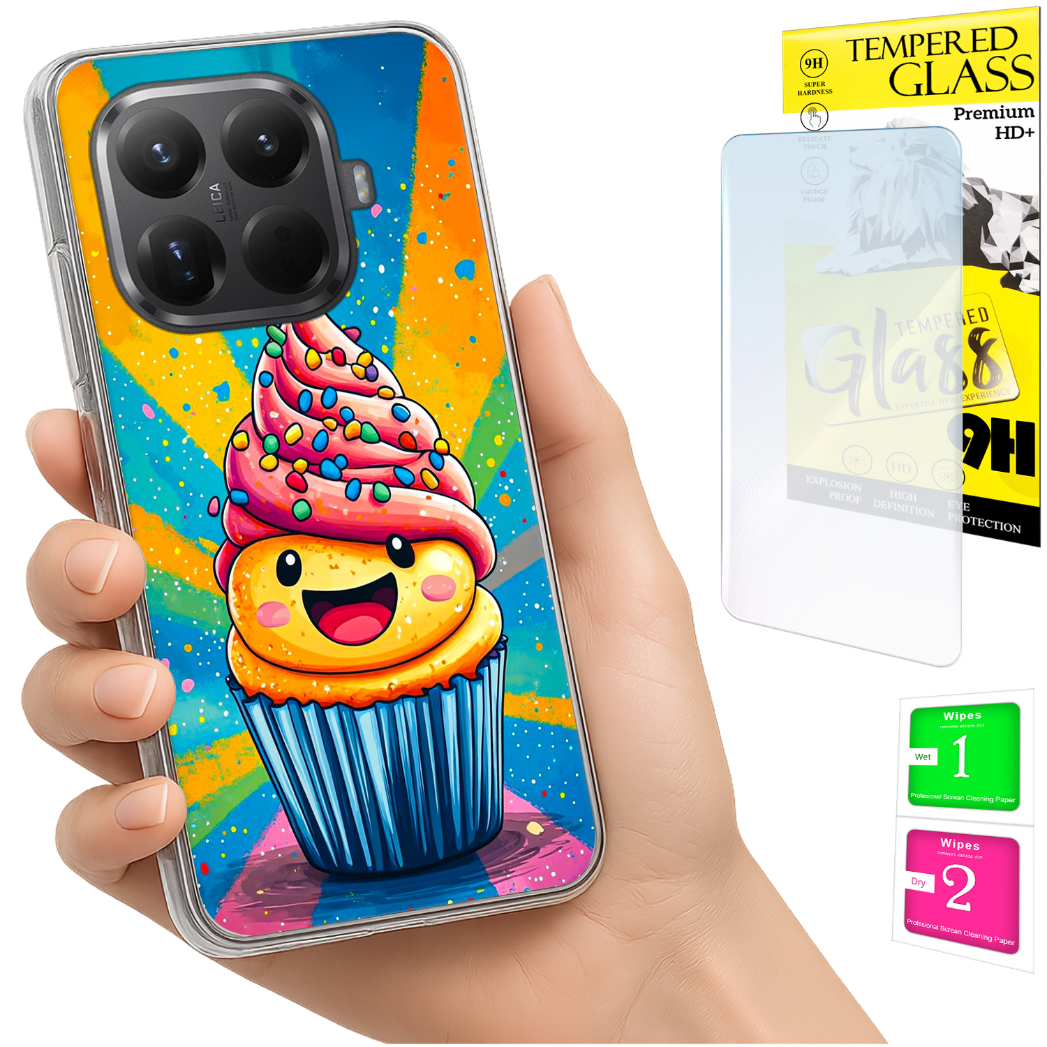 Schutzhülle Für Xiaomi 15t Pro Mit Foto-rückseite, Grafik Im Kuchen-design + 9h-glas