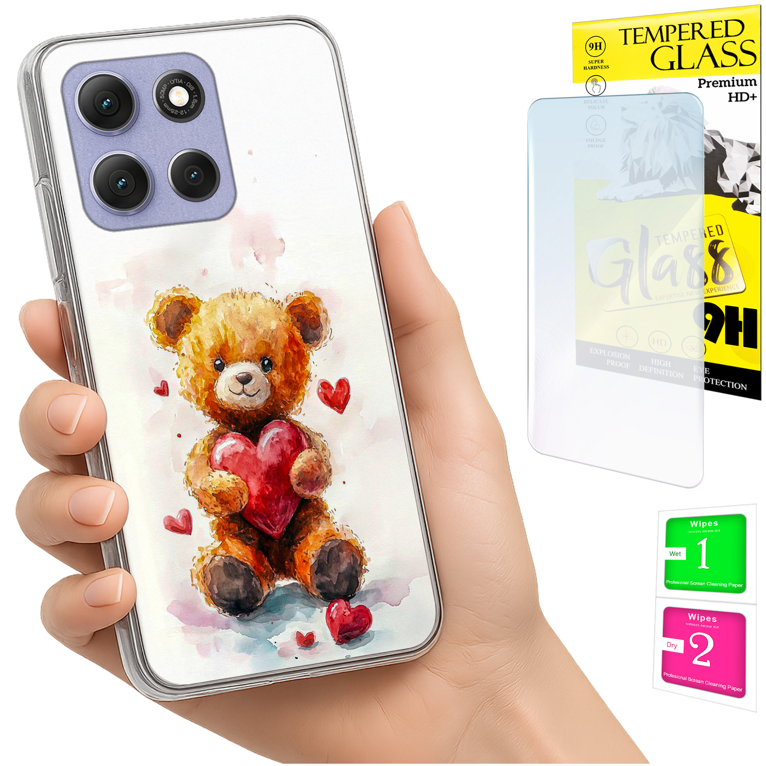 Schutzhülle Für Motorola Moto G86 Power Photo Case Rückseite Teddybär + 9h Glas
