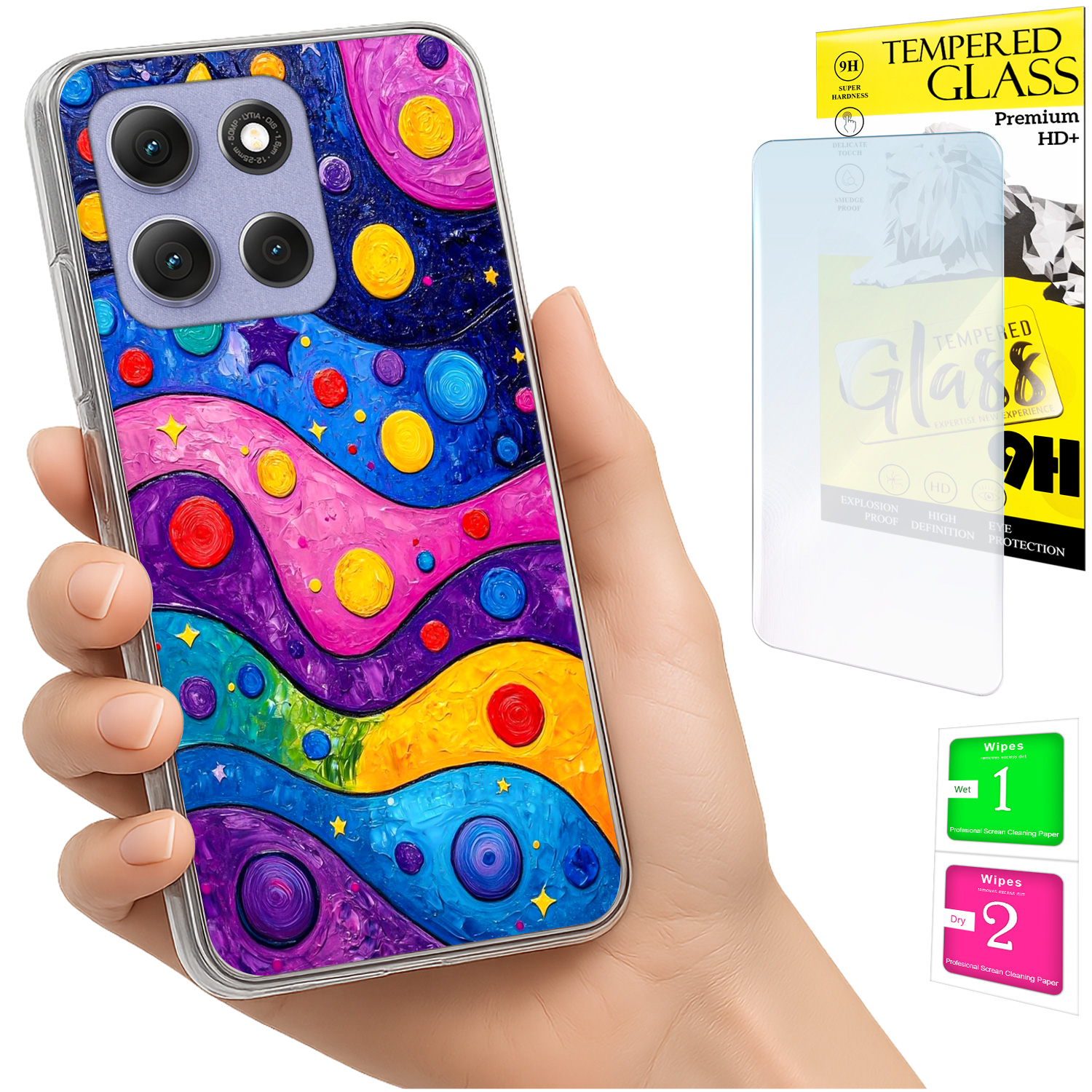 Schutzhülle Für Motorola Moto G86 Power Photo Case Back Waves + 9h-glas