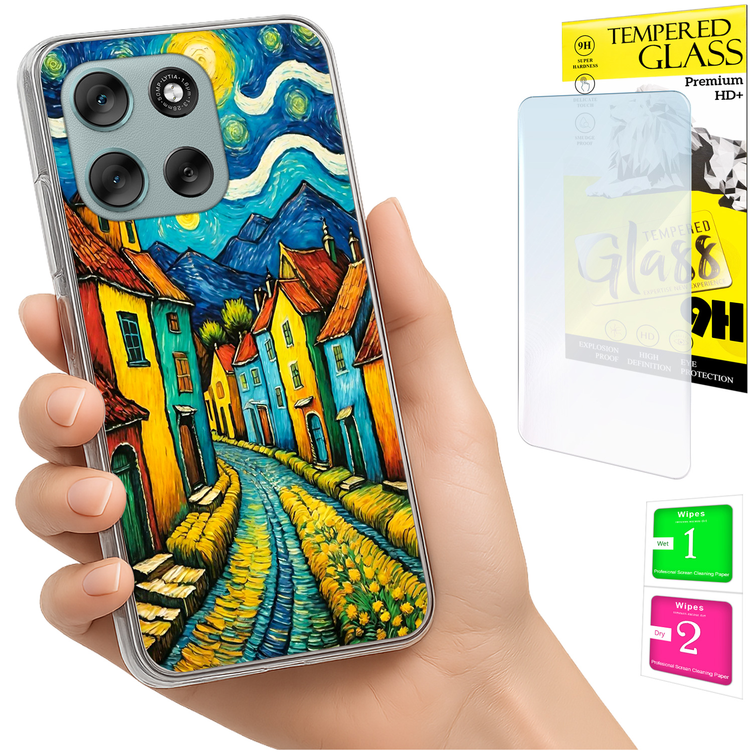 Schutzhülle Für Motorola Moto G56: Foto-rückseite Mit Grafikdesign + Glas