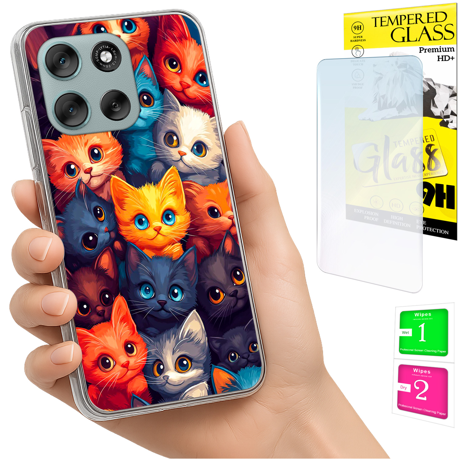 Schutzhülle Für Motorola Moto G56: Foto-rückseite Mit Katzenmotiv + Glas