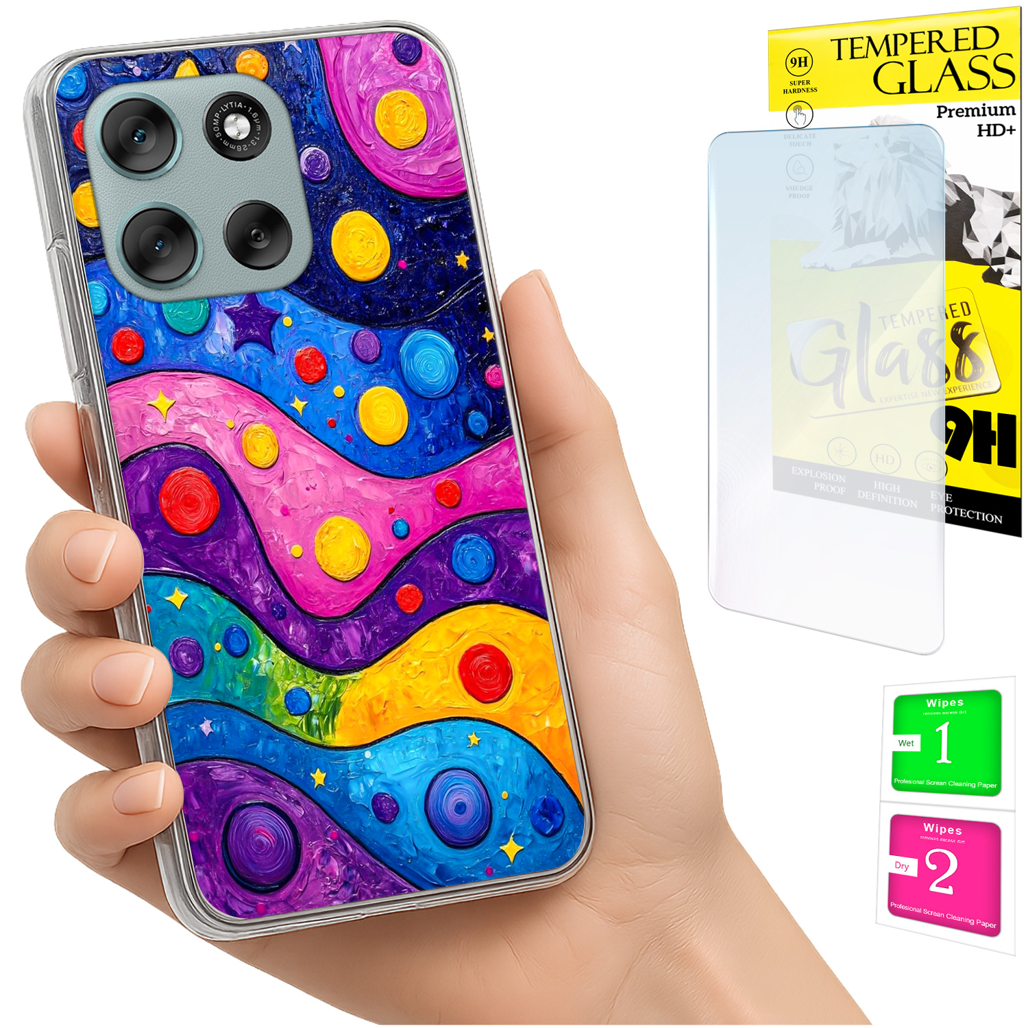 Schutzhülle Für Motorola Moto G56: Foto-rückseite Mit Wellenmuster + Glas
