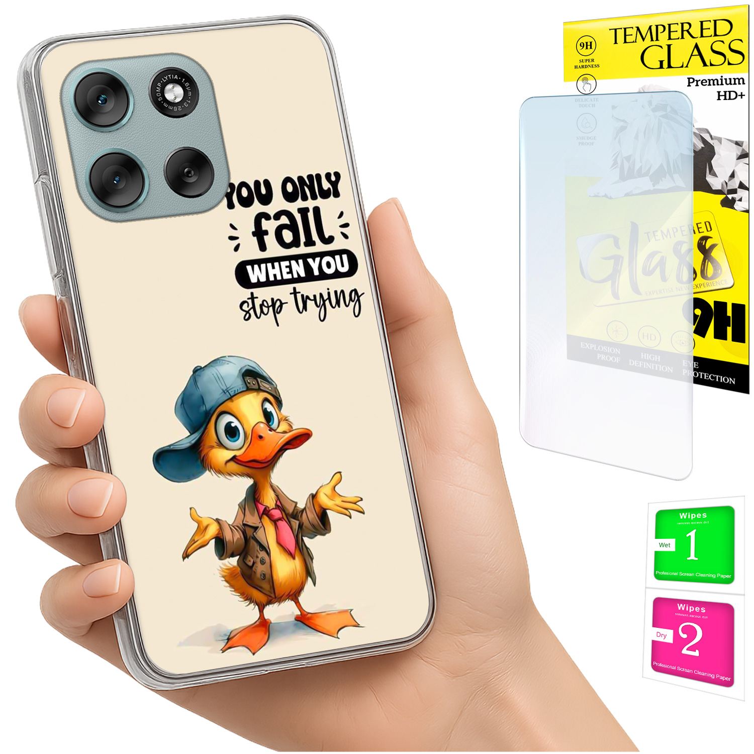 Schutzhülle Für Motorola Moto G56: Fotohülle, Rückseite Mit Entenmotiv Und Glas