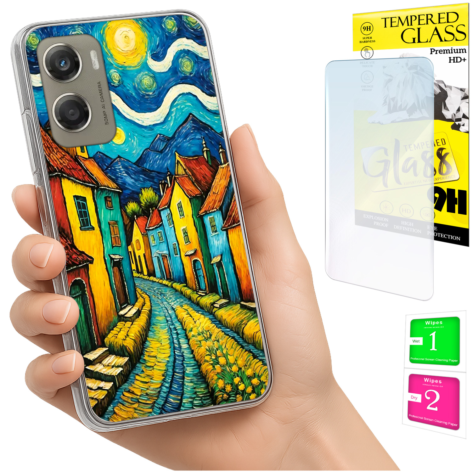 Schutzhülle Für Motorola Moto G06 / G06 Power, Rückseite Art + Glas