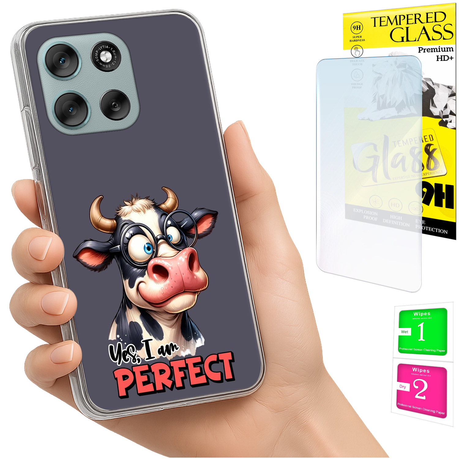 Schutzhülle Für Motorola Moto G56: Rückseite Mit Elefantenmotiv + Glas