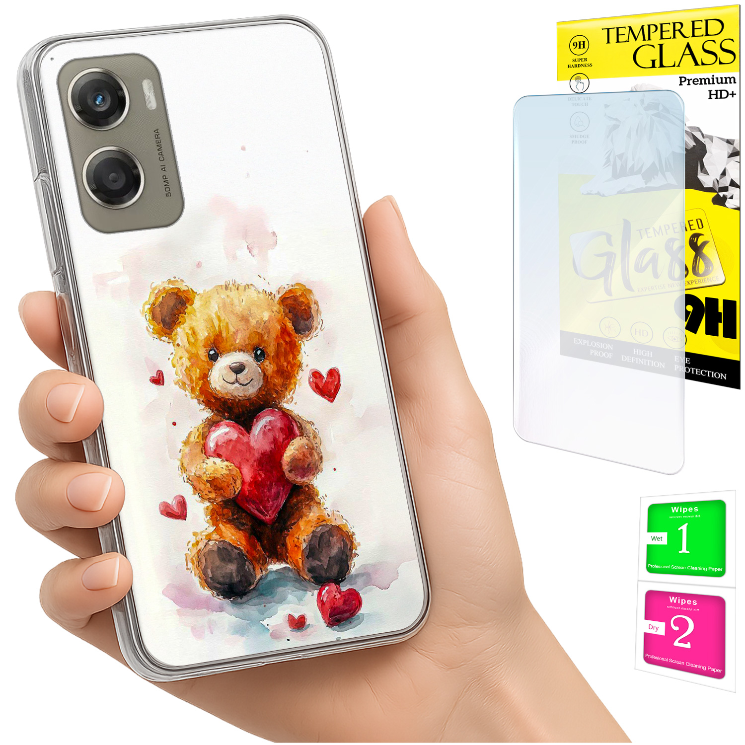 Schutzhülle Für Motorola Moto G06 / G06 Power: Rückseite Mit Teddybär-motiv + Glas
