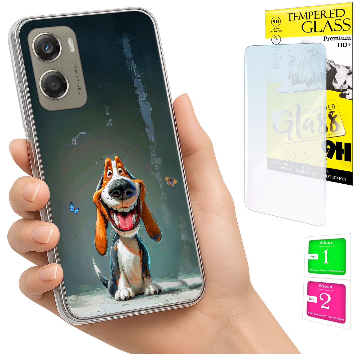 Schutzhülle Für Motorola Moto G06 / G06 Power, Rückseite Mit Hundemotiv + Glas