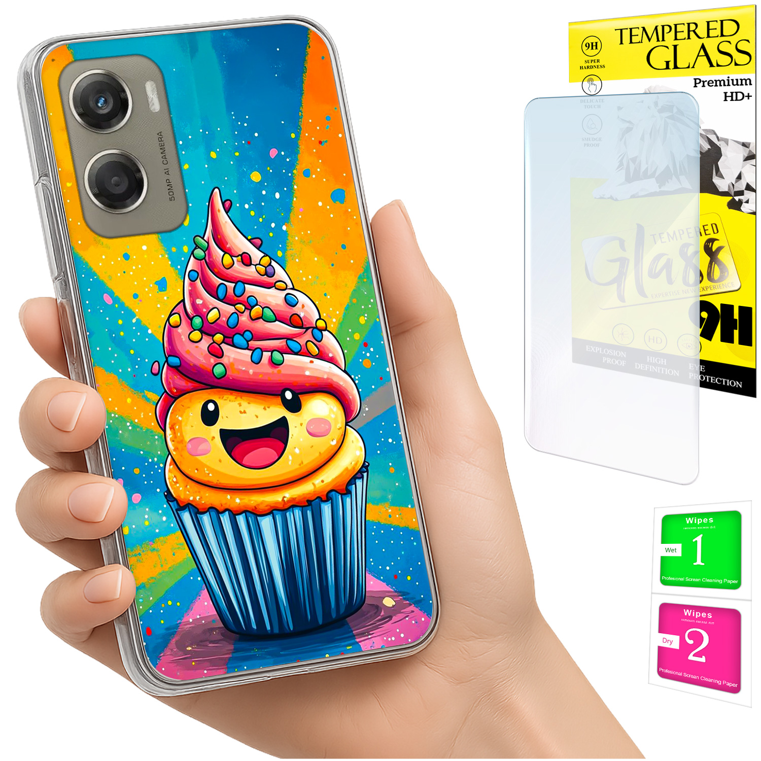 Schutzhülle Für Motorola Moto G06 / G06 Power, Rückseite Aus Kuchenglas + Glas