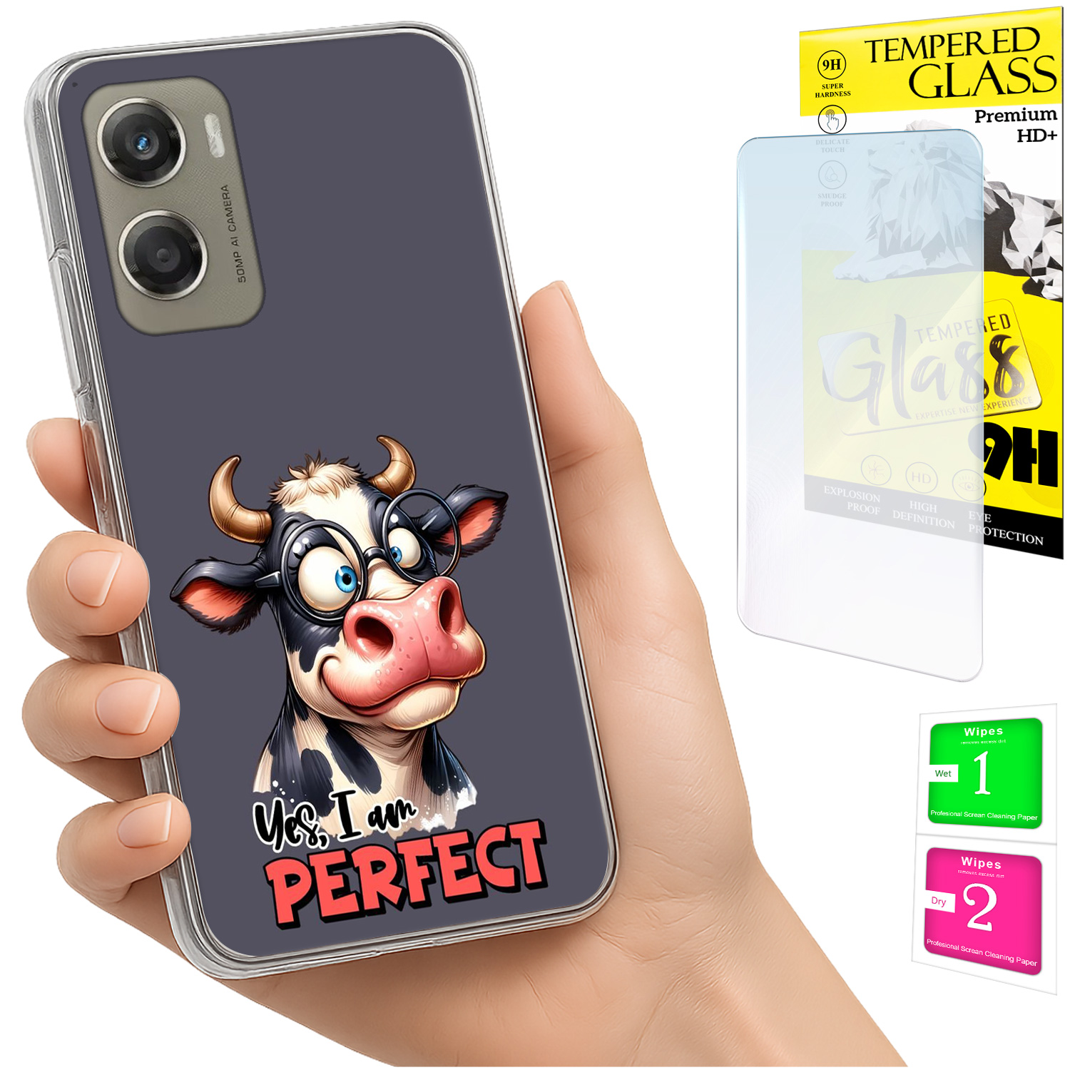 Schutzhülle Für Motorola Moto G06 / G06 Power, Rückseite Elefant + Glas