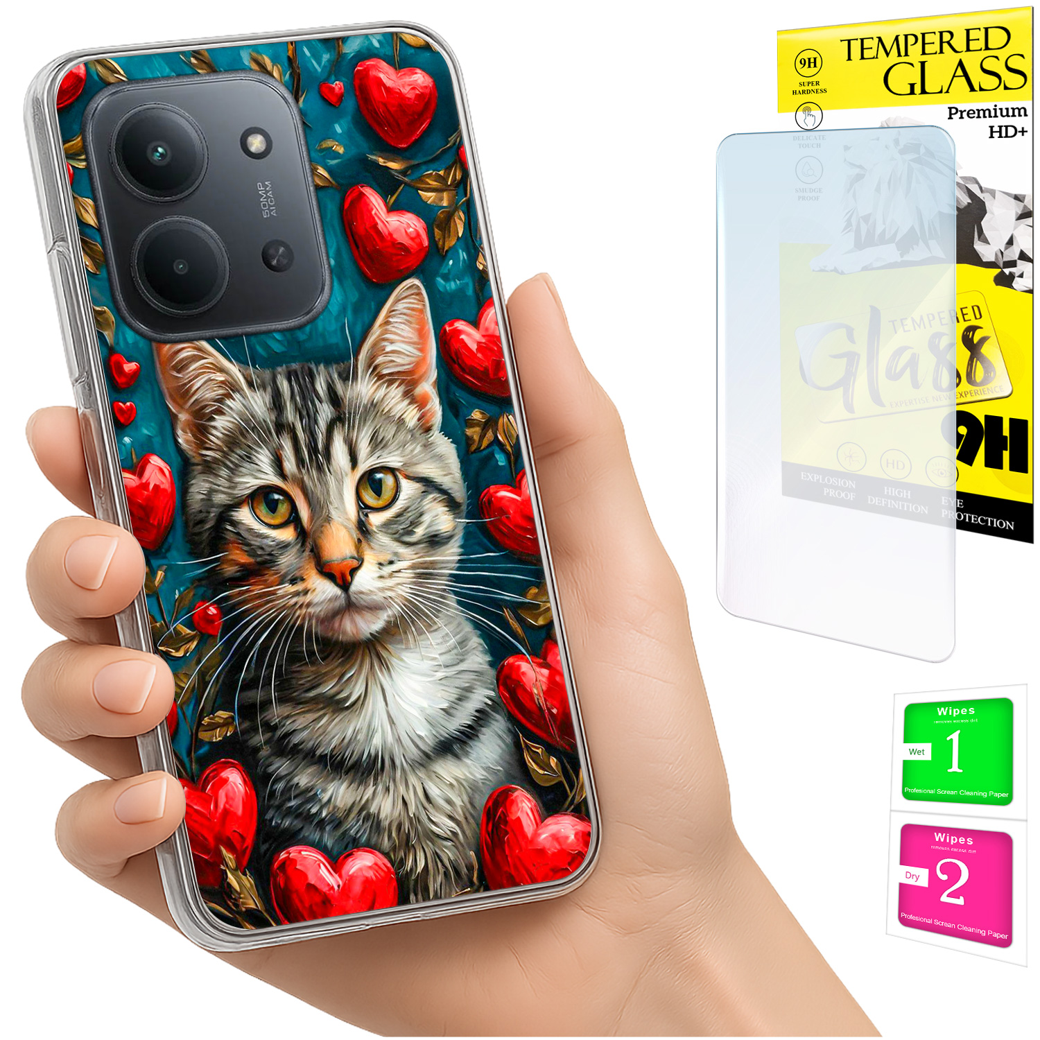 Schutzhülle Für Xiaomi Redmi 15c 5g 173 Mm / Poco C85, Rückseite „kitten“ + 9h-glas
