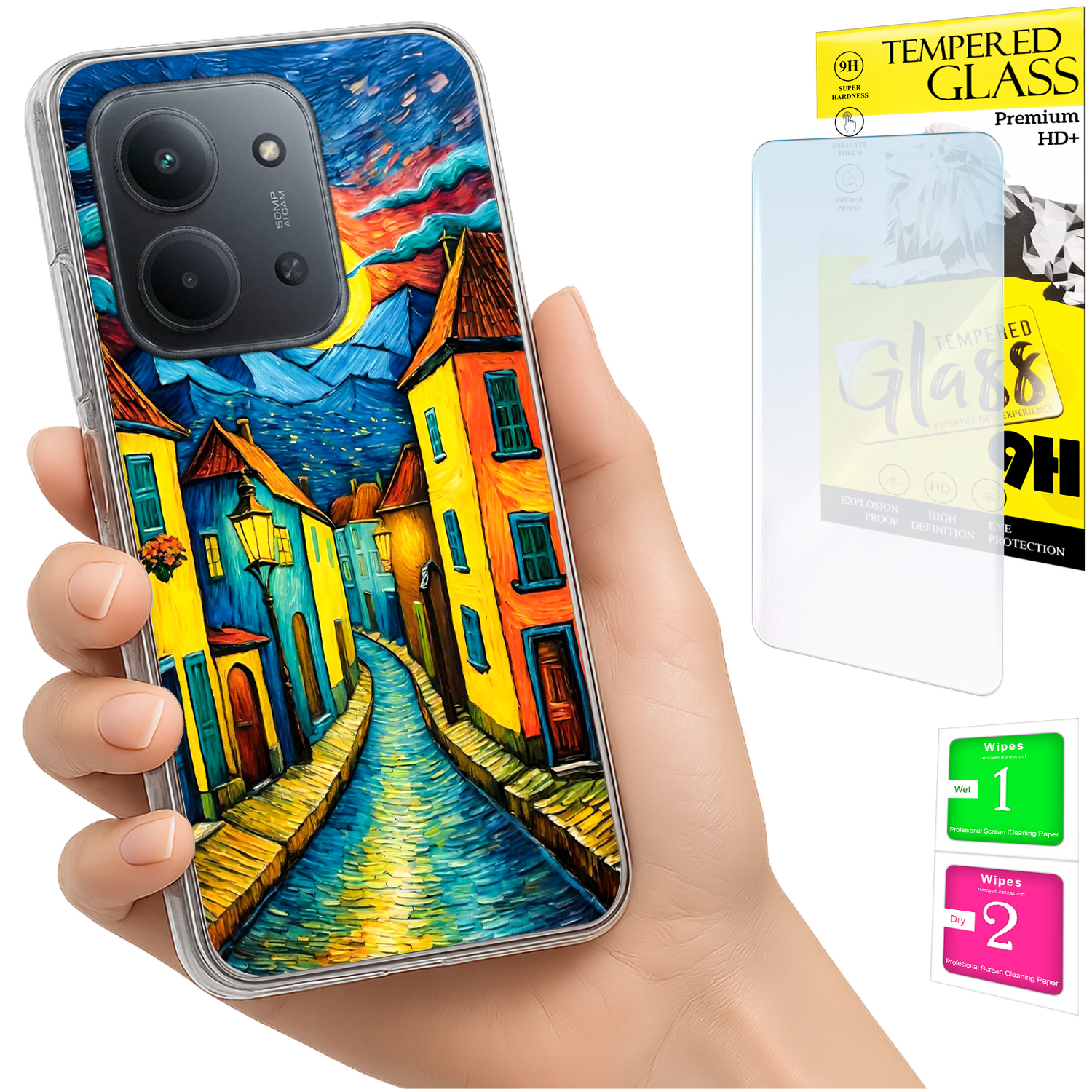 Schutzhülle Für Xiaomi Redmi 15c 5g 173 Mm / Poco C85, Rückseitendesign + 9h-glas