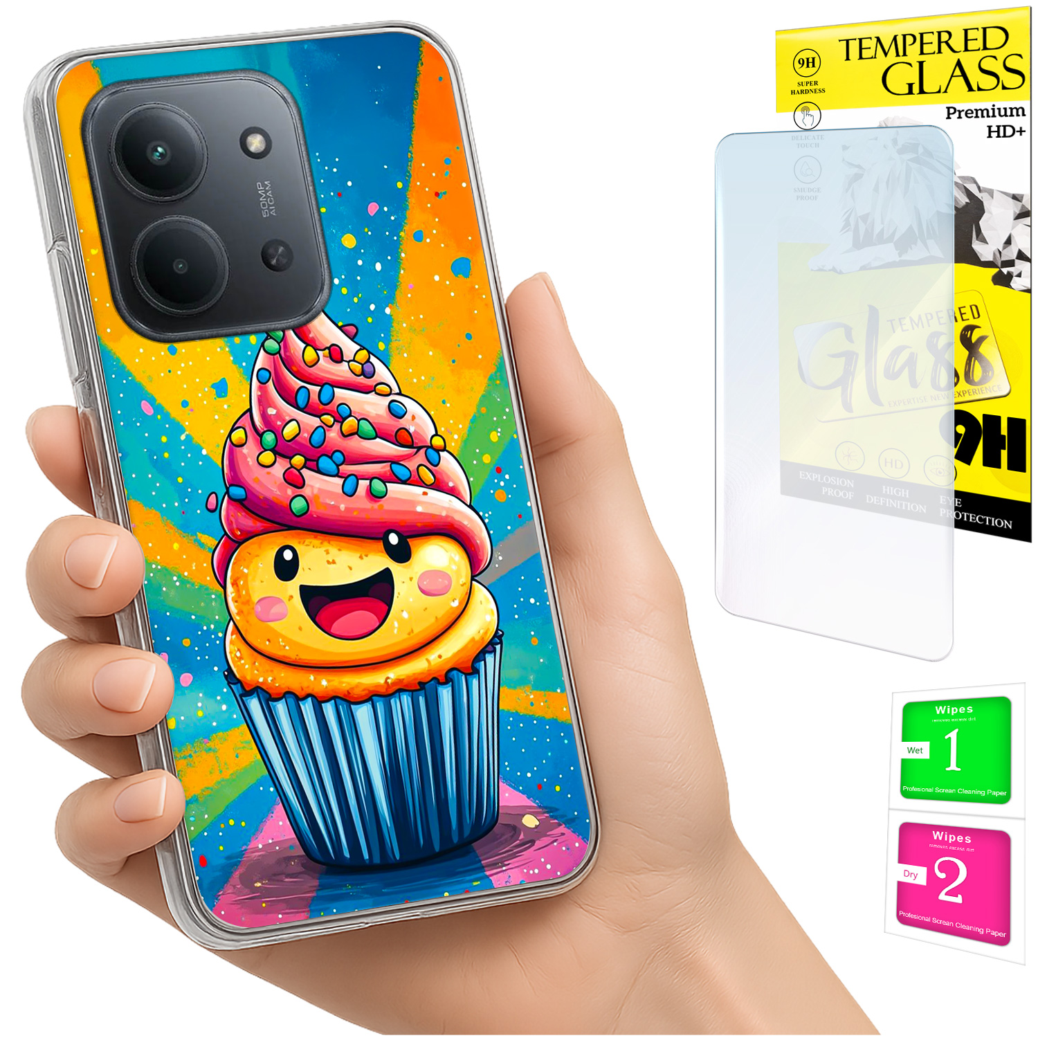 Schutzhülle Für Xiaomi Redmi 15c 5g 173 Mm / Poco C85 (rückseite Aus Kunststoff + 9h-glas)