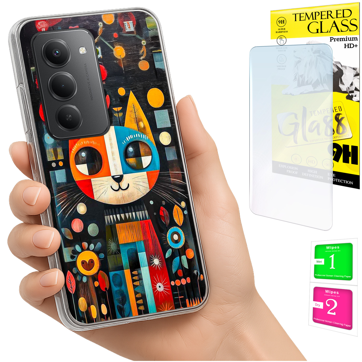 Schutzhülle Für Xiaomi Redmi 15 4g/5g (169 Mm) – Rückseite Mit Katzenmotiv Und Glas