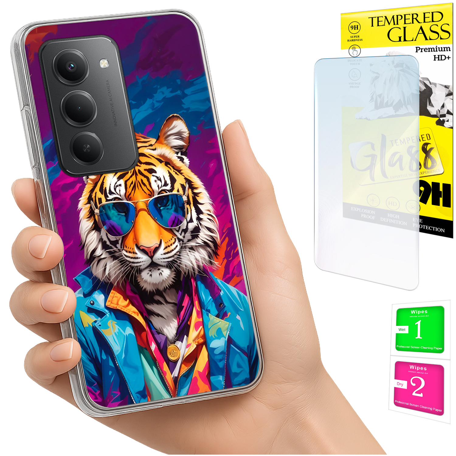 Schutzhülle Für Xiaomi Redmi 15 4g/5g (169 Mm) – Rückseite Mit Tiger-motiv Und Glas