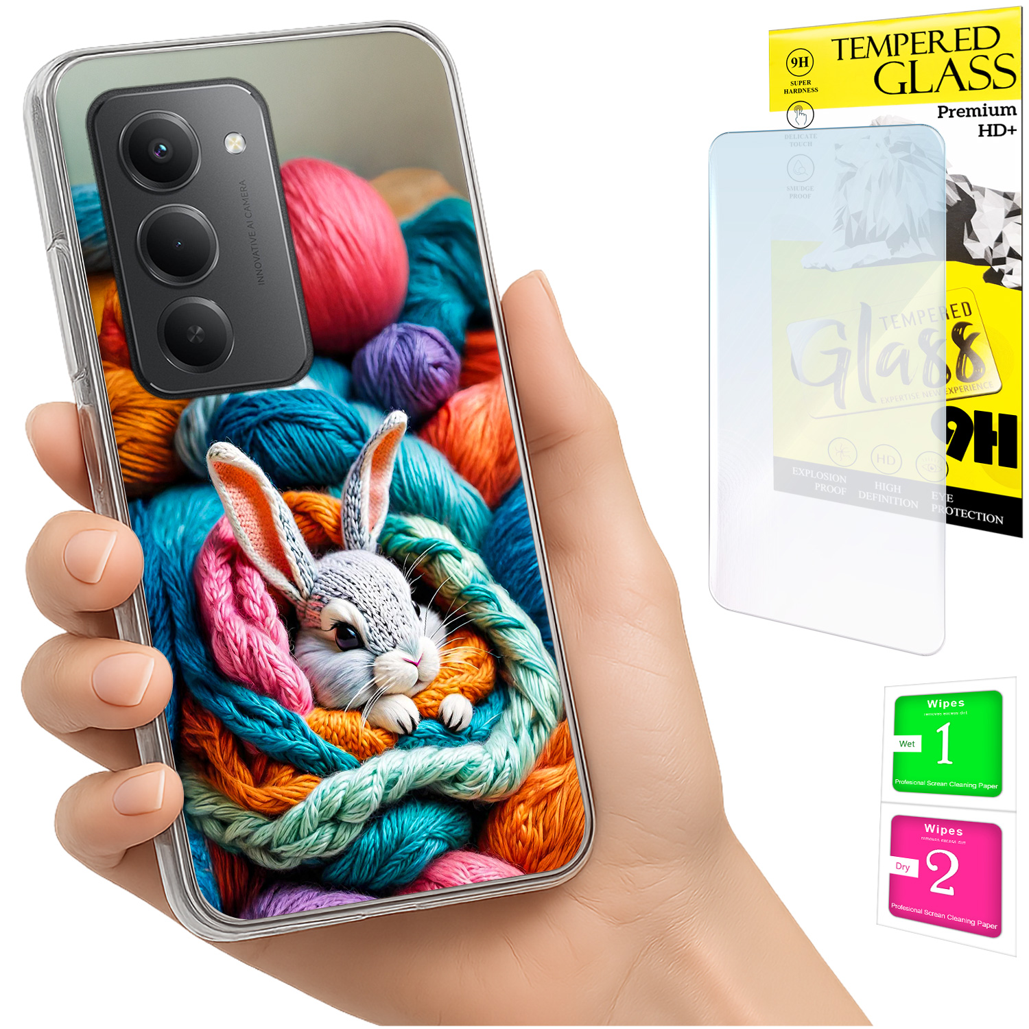 Schutzhülle Für Xiaomi Redmi 15 4g/5g (169 Mm) – Rückseite Mit Hasenmotiv + Glas