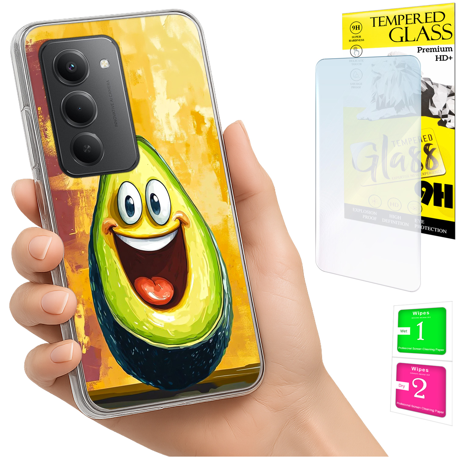 Schutzhülle Für Xiaomi Redmi 15 4g/5g (169 Mm), Rückseite, Avocado-optik + Glas