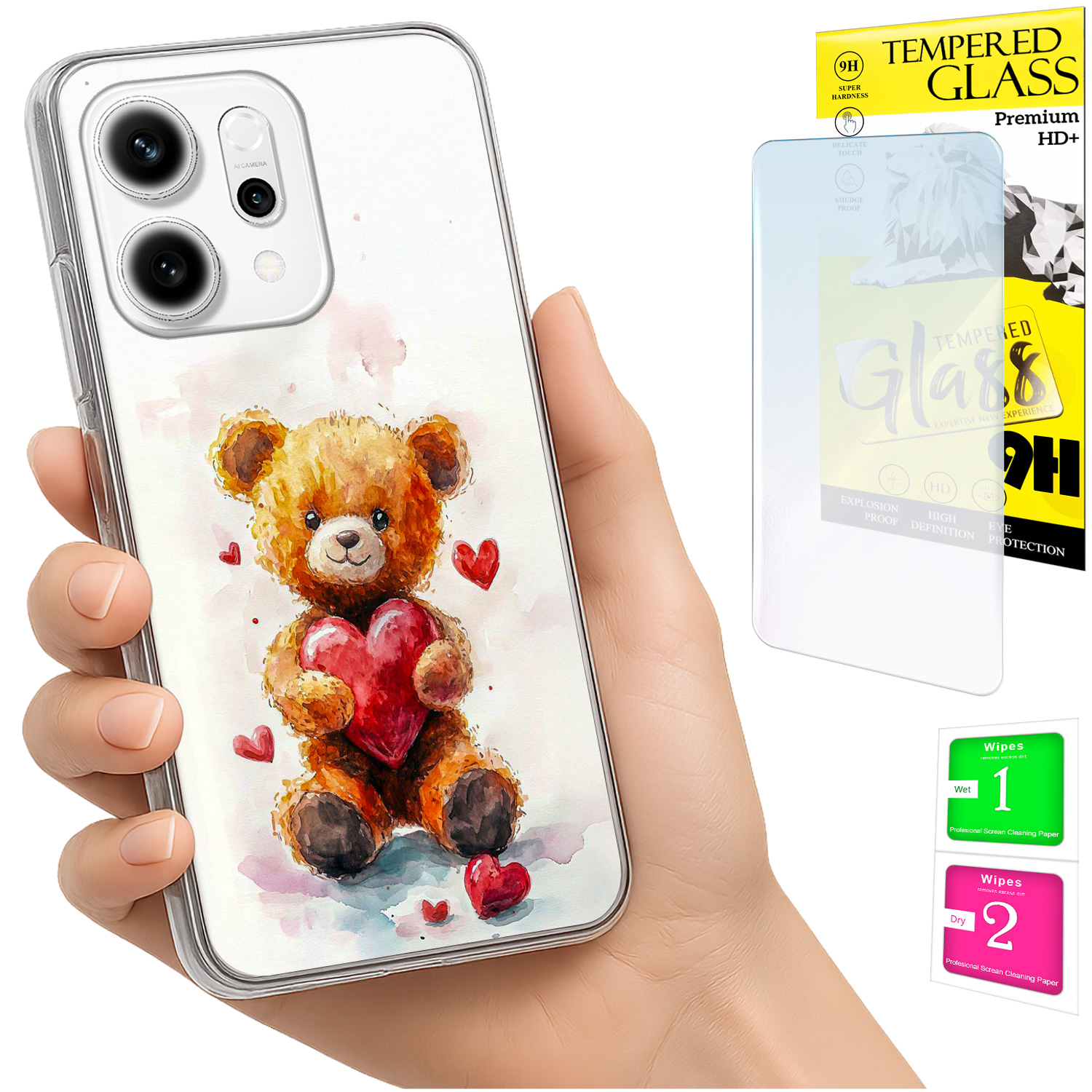 Schutzhülle Für Oppo Reno 14f / 14 Fs 5g: Rückseite Mit Fotomotiv (teddybär) + Glas