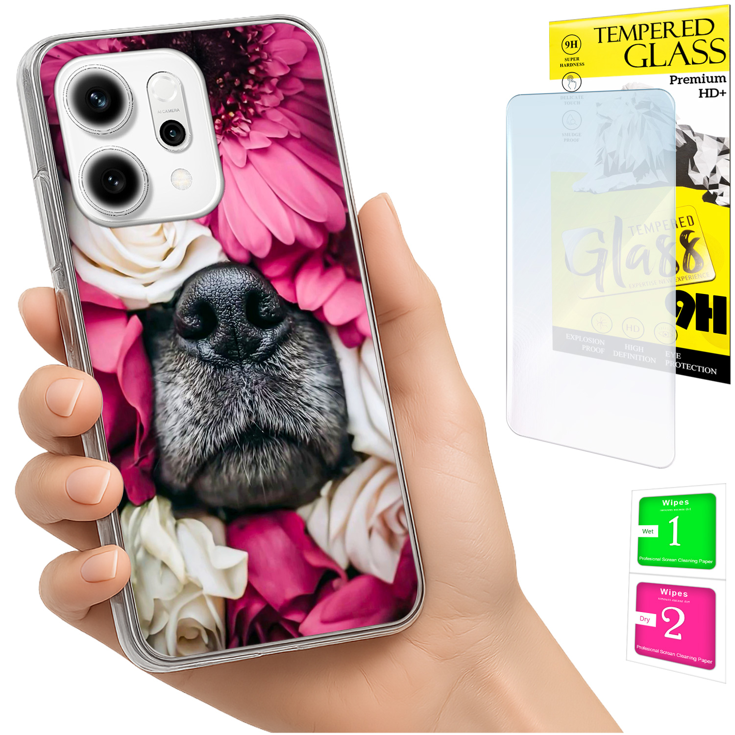 Schutzhülle Für Oppo Reno 14f / 14 Fs 5g: Foto-rückseite Mit Hundemotiv + Glas