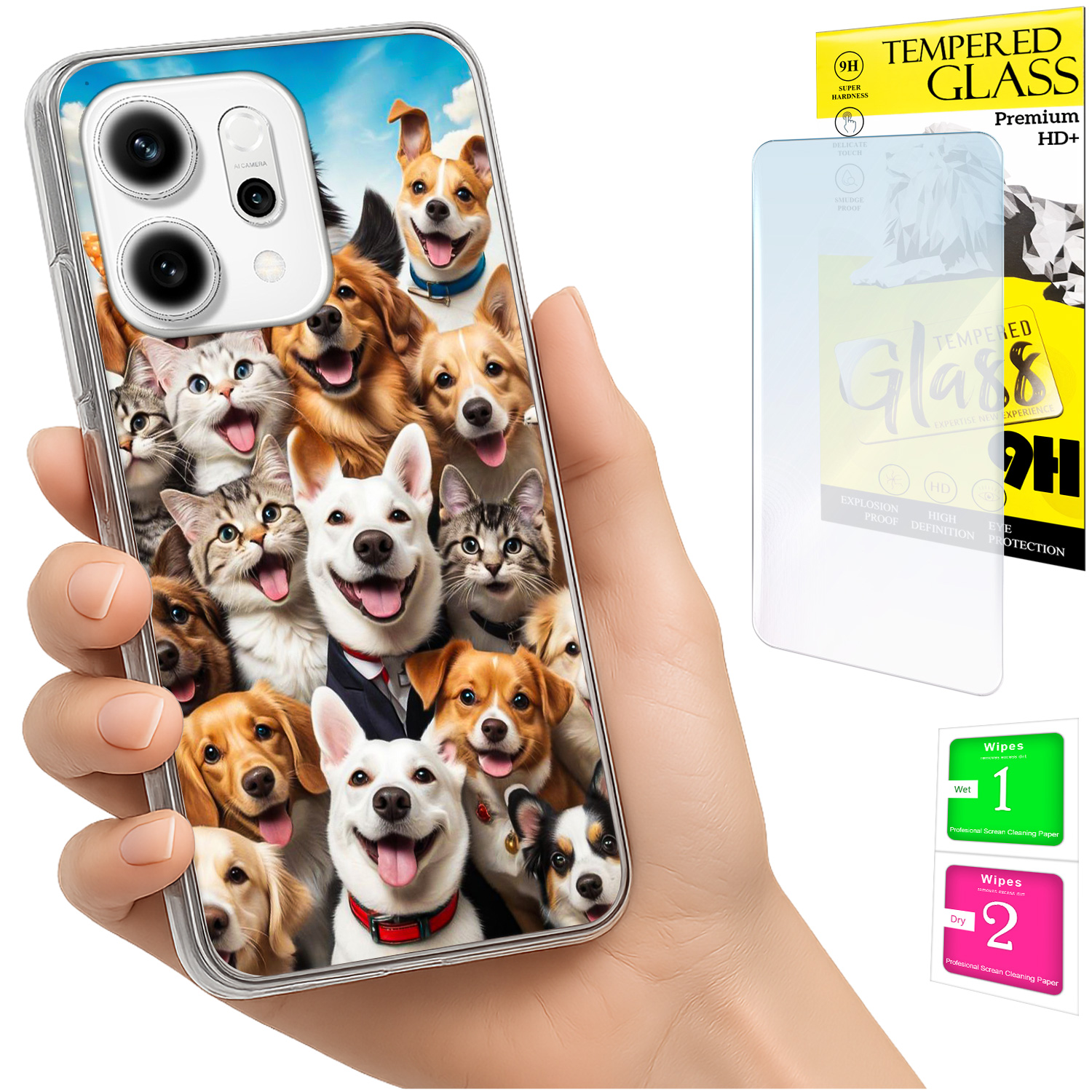 Schutzhülle Für Oppo Reno 14f / 14 Fs 5g: Foto-rückseite Mit Hundemotiv Und Glas