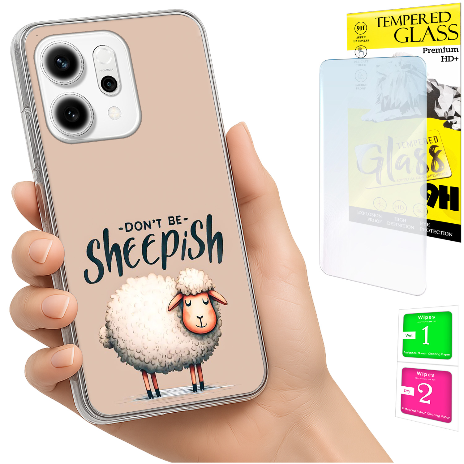 Schutzhülle Für Oppo Reno 14f / 14 Fs 5g: Foto-rückseite Mit Schaf- Und Glasmotiv